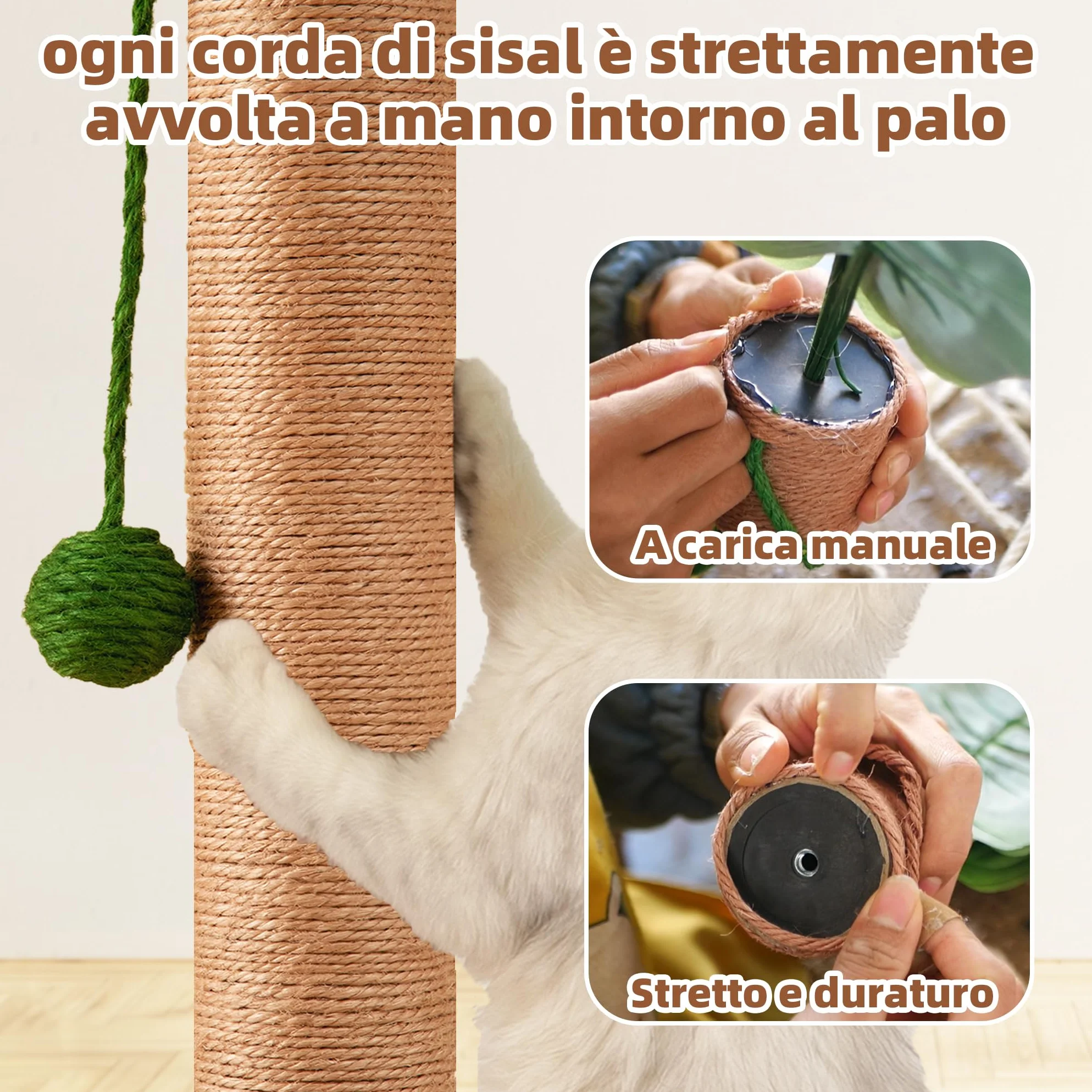 Meowoou Drapak dla kota 84 cm z liną sizalową z wiszącymi kulkami