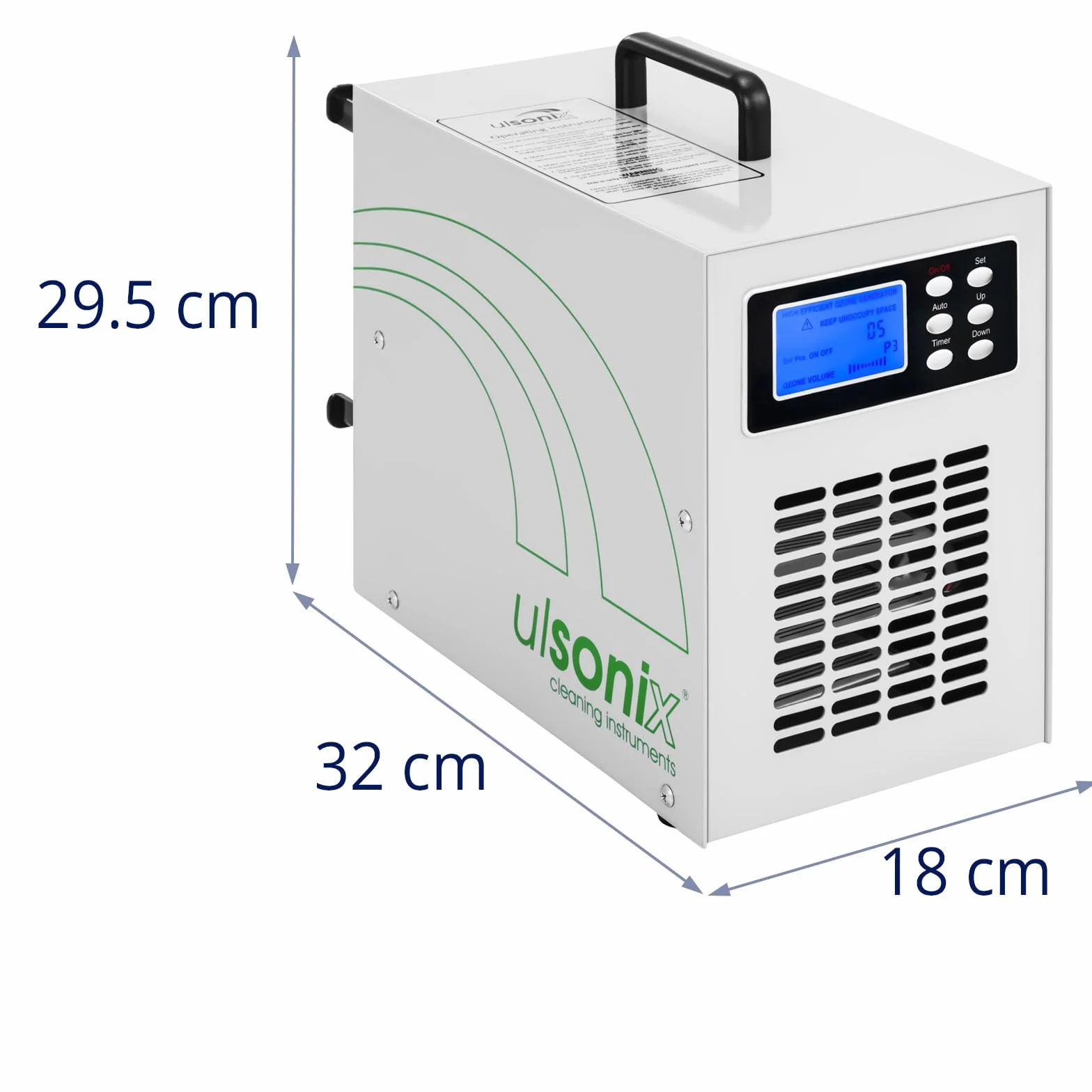 AIRCLEAN 20G Przemysłowy generator ozonu (20.000 mg na godzinę, 170 W, timer, pilot w zestawie) Biały