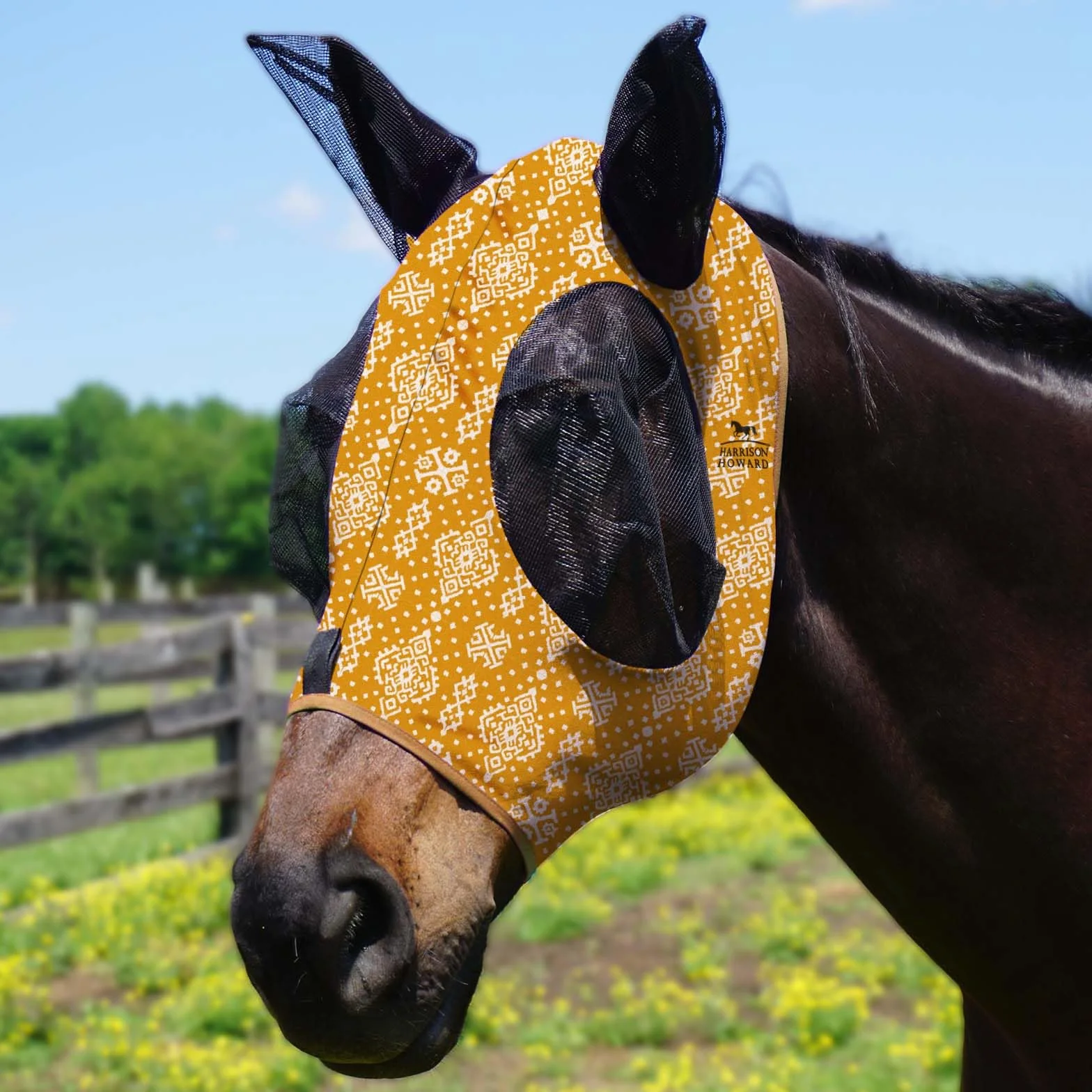 Harrison Howard Horse Fly Mask Floral Retro