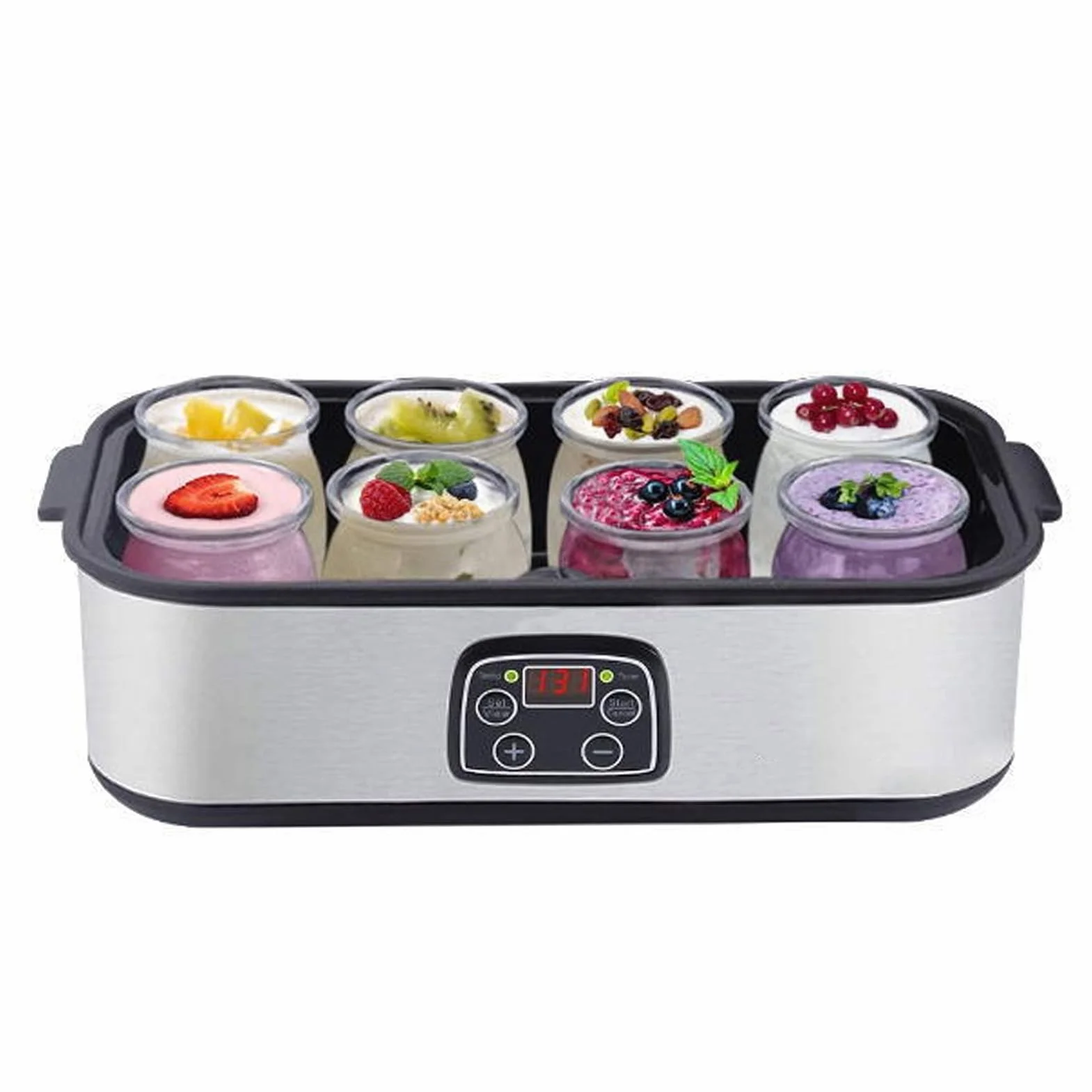 LUQEEG 1.4L Electric Jogurt Maker, Maszyna Producenta Jogurtu, Temperatura i Czas Regulowany, Automatyczne Przenośna Maszyna do Jogurtu z Słoikami Jogurtowymi o 8pc do Koktajlu Mlecznego, Dżemu,
