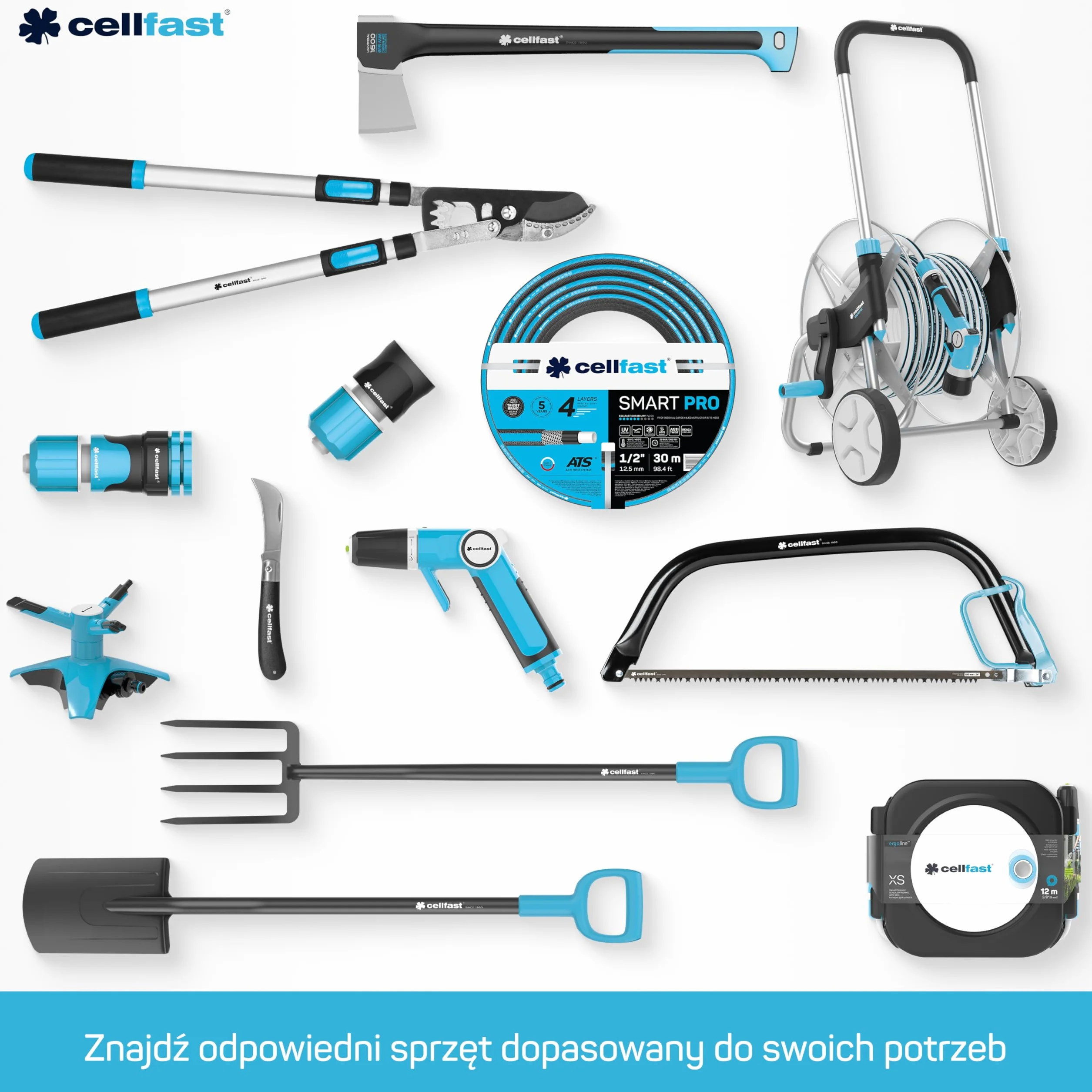 Cellfast Wąż Zraszający Ogrodowy 20 m 1/2" 4 Warstwowy Oplot Krzyżowy Ze Zraszaczem Pistoletowym Zestaw IDEAL