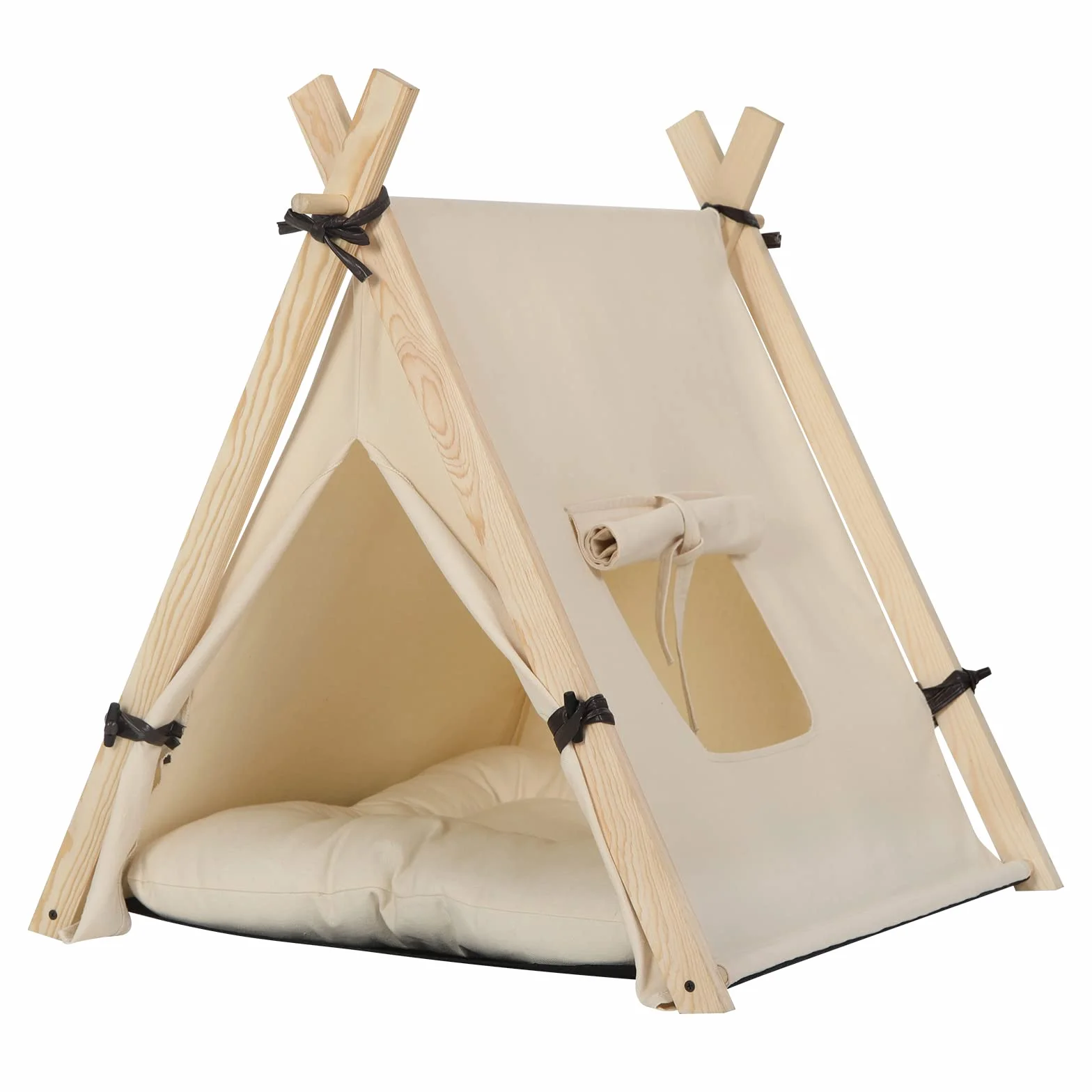 EUGAD Tipi Namiot dla Małych Psów i Kotów 60x70x60 cm Biały Domek do Wnętrz