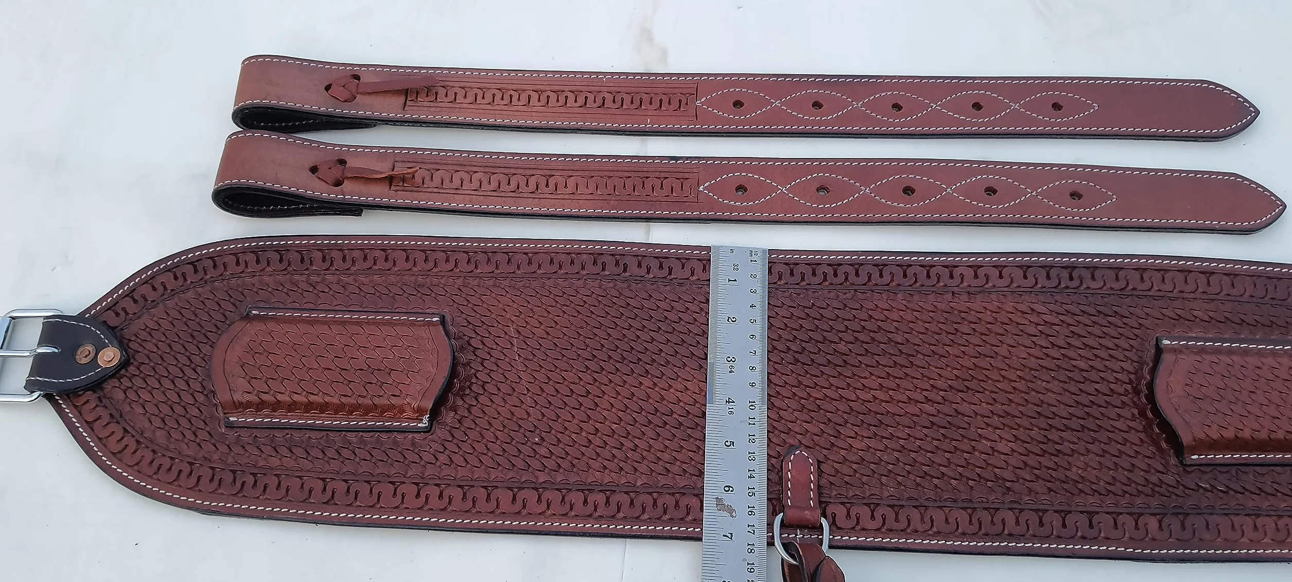 Skórzane Siodło Roper Western z Floral Tooled i Kęsami Brązowy