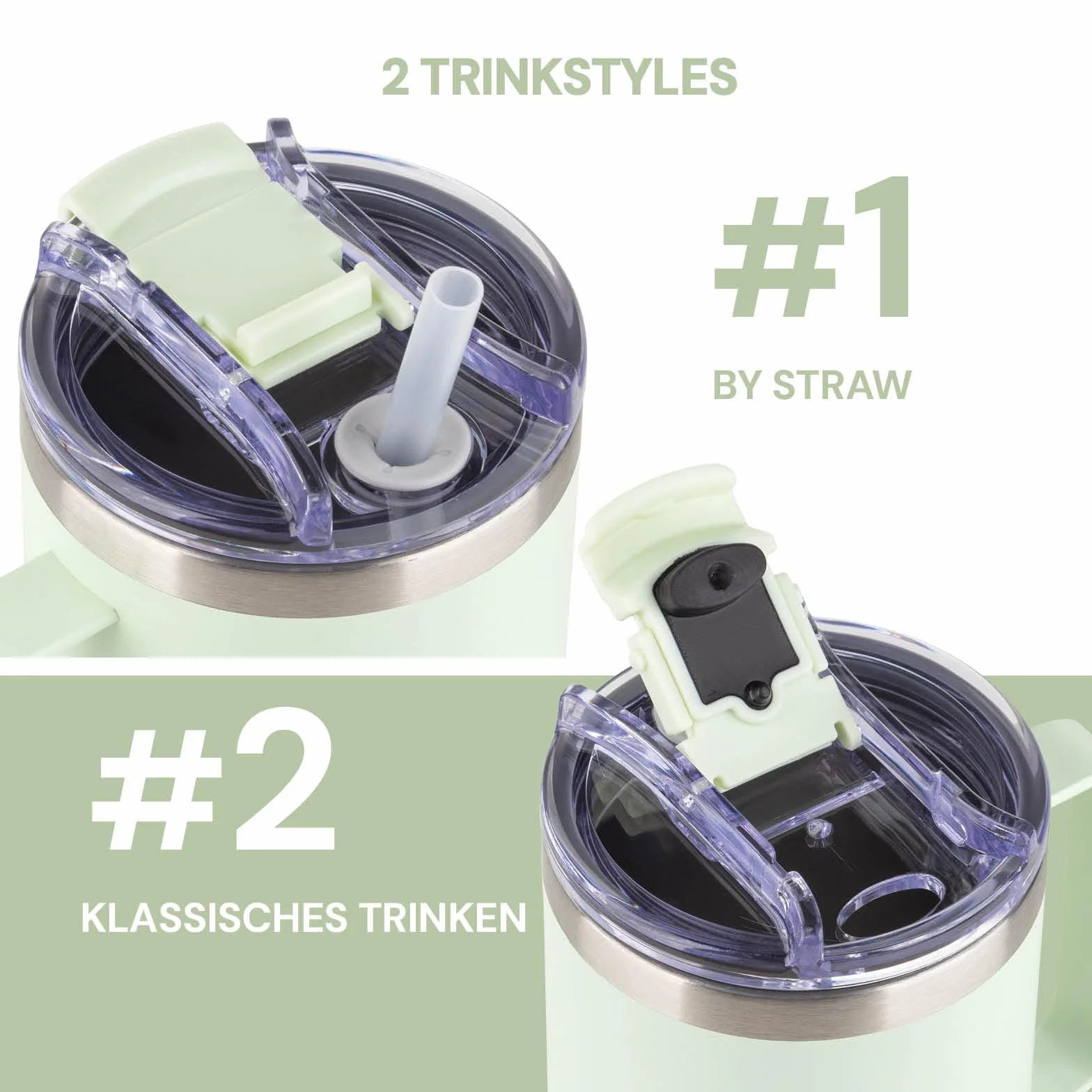 Rosmarino MegaCup Thermobecher 580 ml, utrzymuje zimno przez 11 godzin, ciepło przez 7 godzin, stal nierdzewna, termosbecher, termosbecher, termoizolacja, termoizolacja, termomisa, mięta