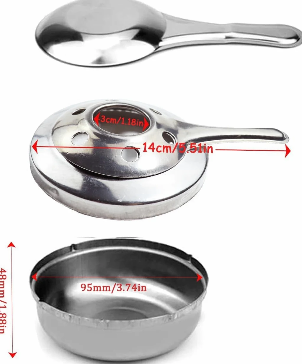 Voarge 2 sztuki palników do fondue, mini palniki alkoholowe ze stali nierdzewnej, do fondue, na kemping, do gorących garnków, do suszenia garnków, na zewnątrz, na kemping, wędrówki, bufet
