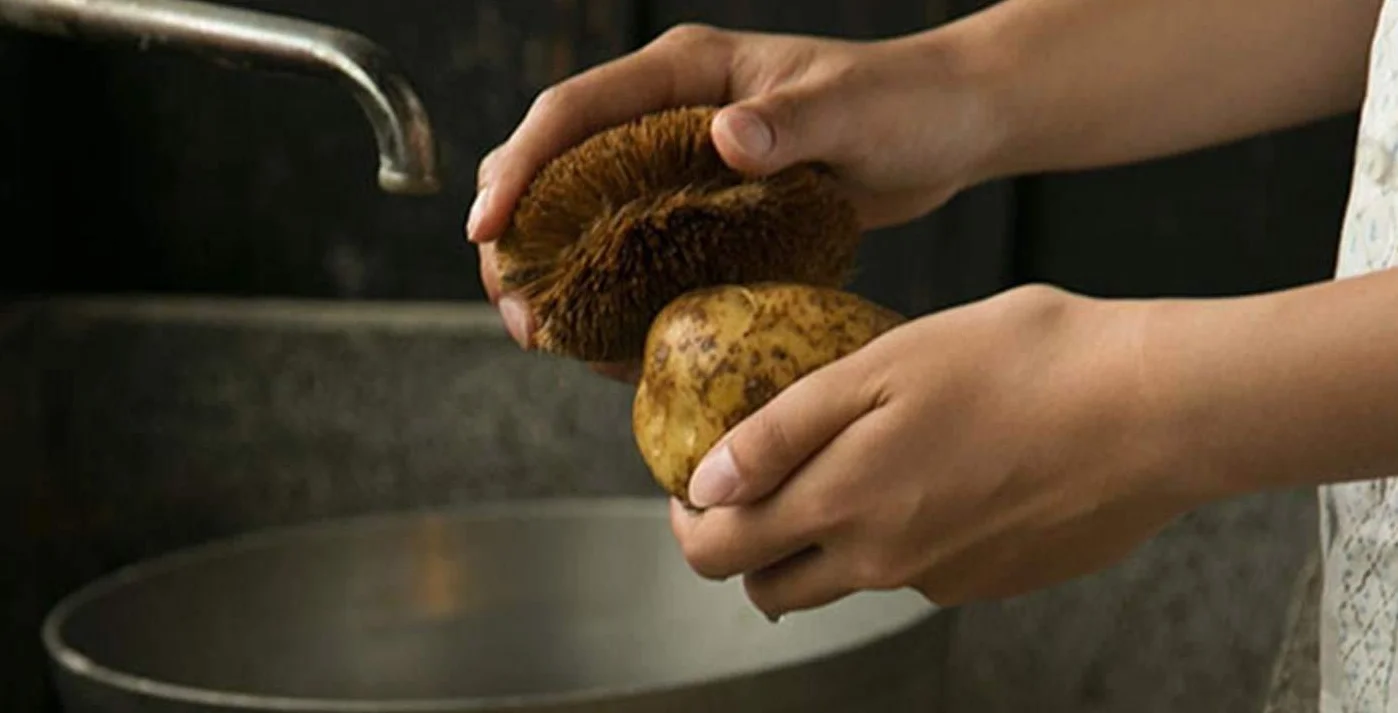 Tawashi KAMENOKO japoński Scrubbing mały zestaw 1 szt. oryginalne opakowanie do warzyw Scrub Pinse dla większego widoku przeciągnij mysz na obrazek