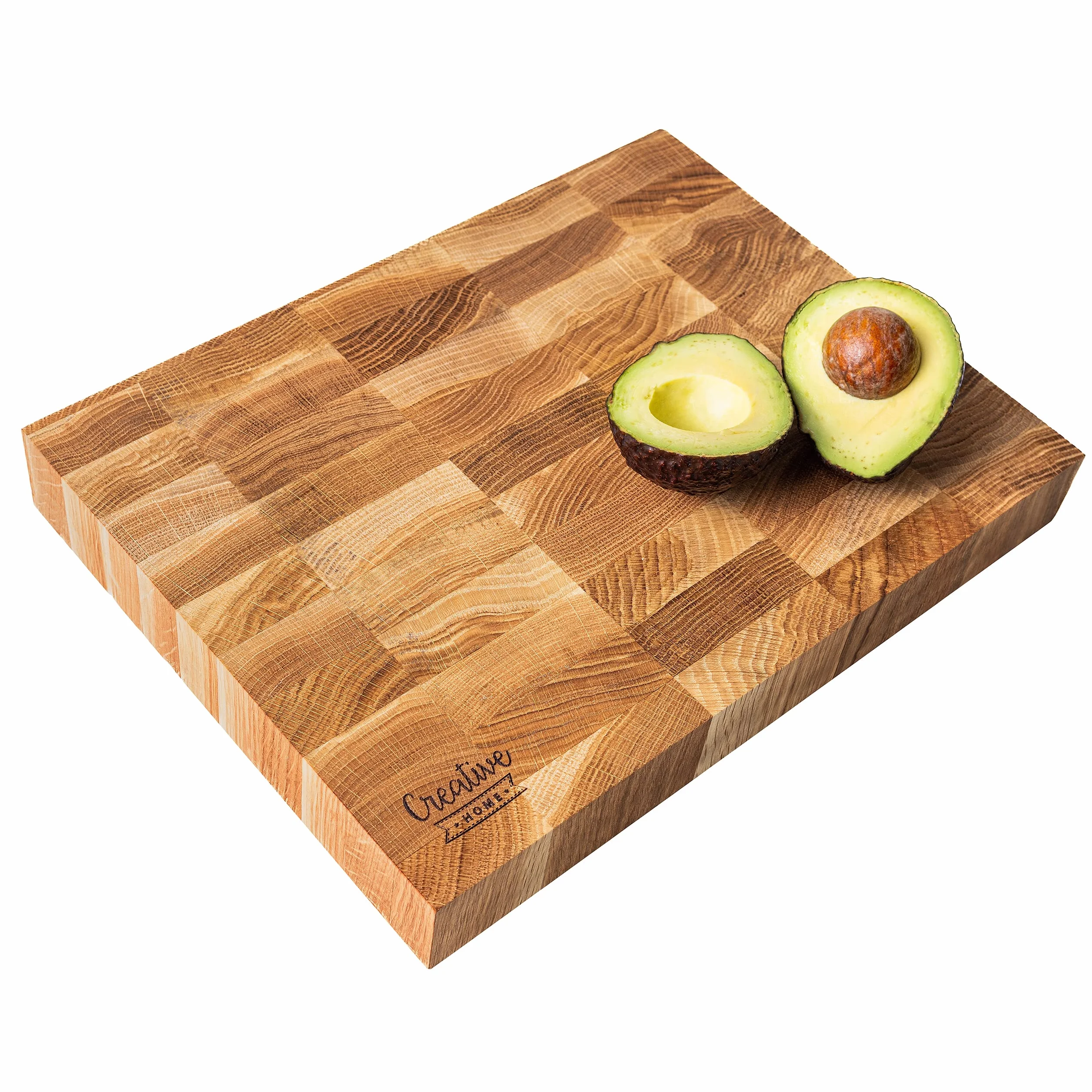 Creative Home Dębowa Deska do Krojenia | 32 x 24 x 4 cm | Naturalne Drewno Dębowe | Prostokątna Duża Profesjonalna Deska Rzeźnicza | Odwracalna | Idealna do Kuchni, Restauracji