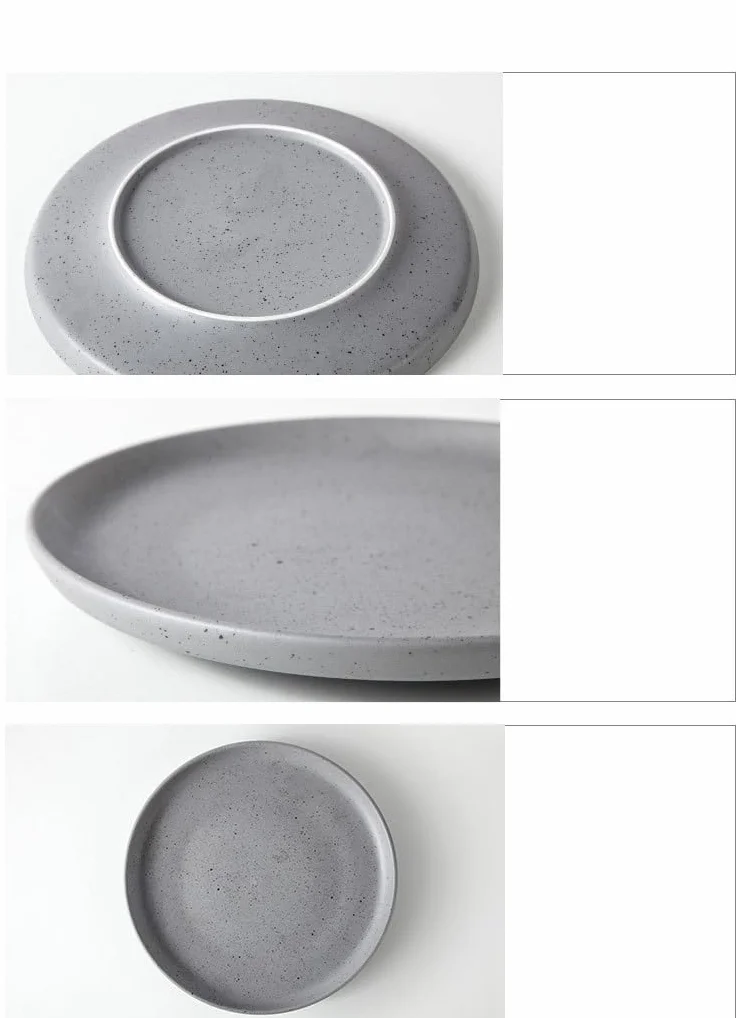 Talerze do makaronu, gliniane talerze deserowe, zastawa stołowa japońska zastawa stołowa restauracja hotel matowy szary okrągły talerz na warzywa vintage ceramiczny płytki talerz duże