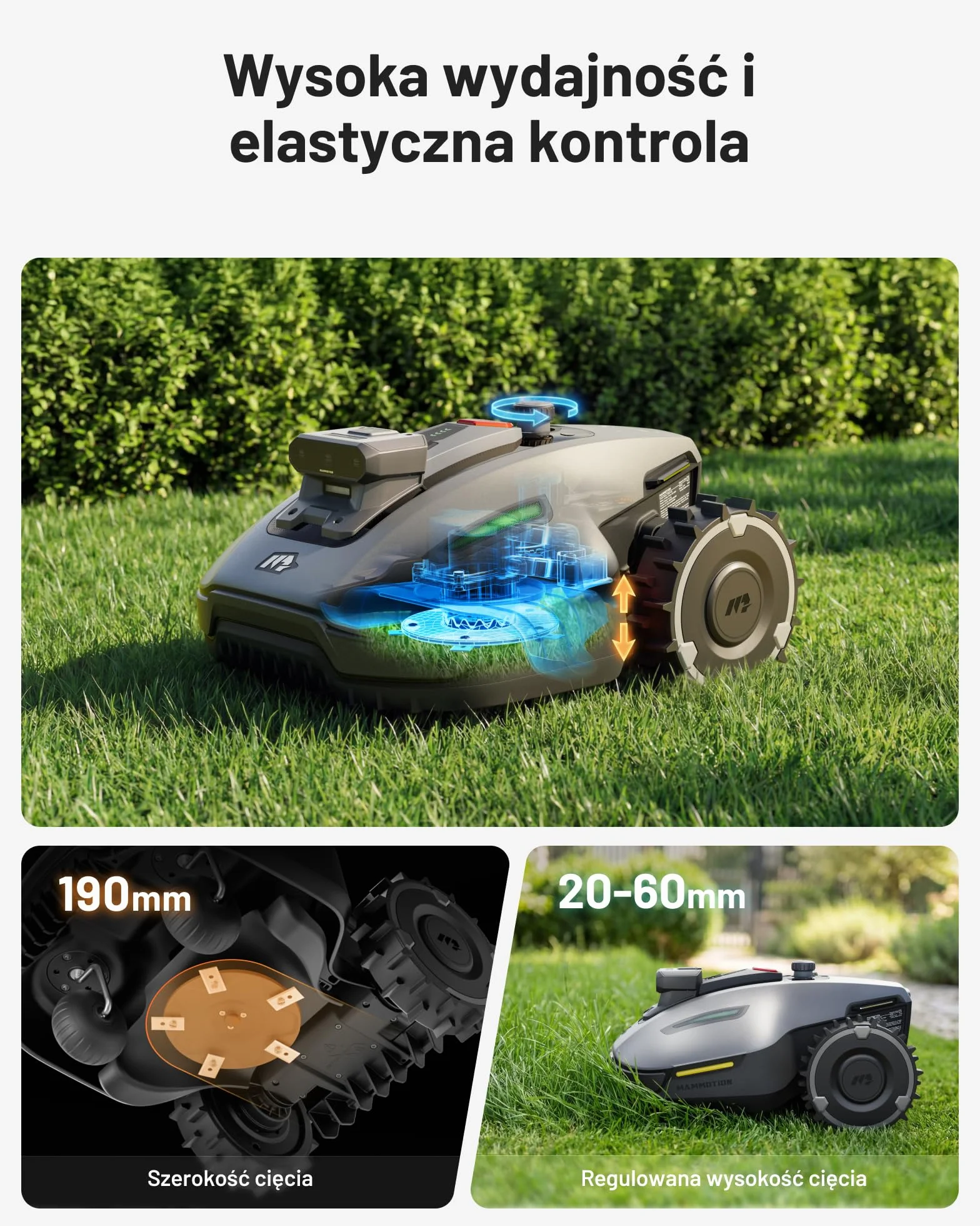 MAMMOTION YUKA mini 2 500 Robot koszący bez przewodu obwodowego, do 500 m², Tri-Cam AI Vision,BRAK RTK, brak przerw w sygnale, automatyczne mapowanie wielu stref, DropMow, ręczna edycja mapy