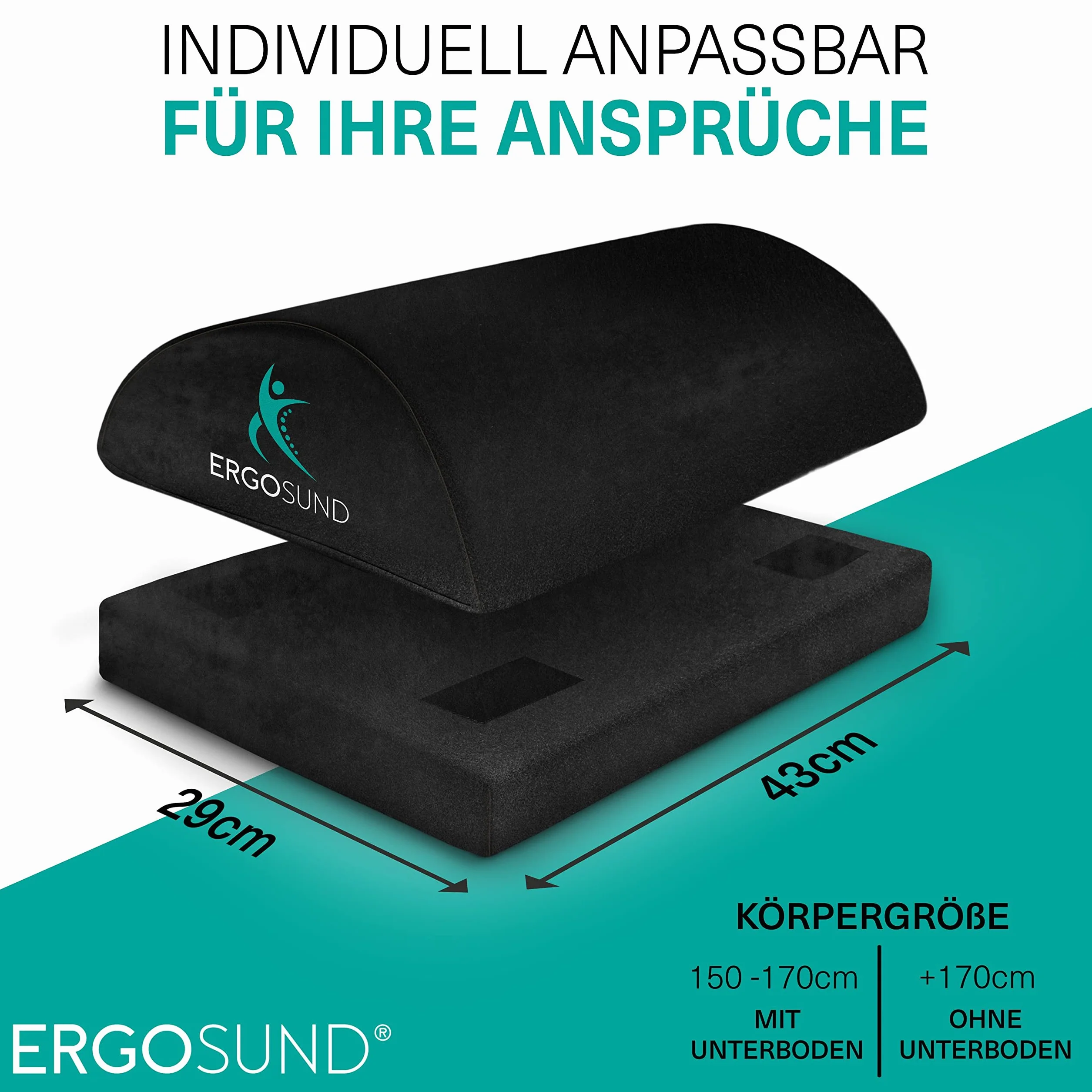 ERGOSUND® Fußstütze Schreibtisch [TESTSIEGER] - Premium Schaumstoffkern - Höhenverstellbare Fußbank [rutschfest] - Ergonomische Fußablage für das Büro & Home Office - Mit Ergotherapeuten entwickelt