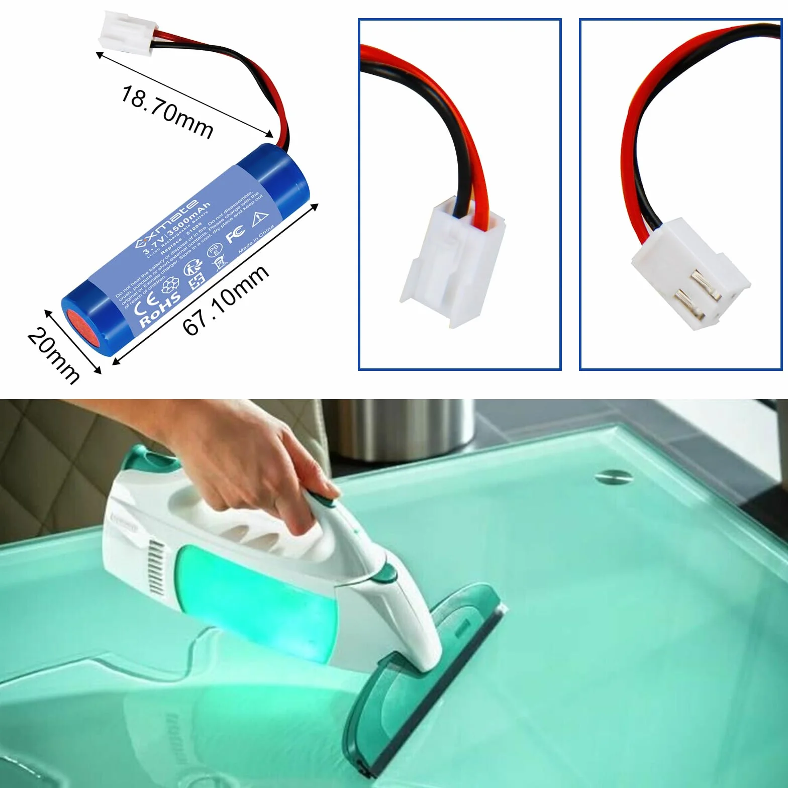 Exmate 3,7 V 3500 mAh akumulator litowo-jonowy do odkurzacza Leifheit Dry&Clean 51000, 51002, 51113, 51114 m. in