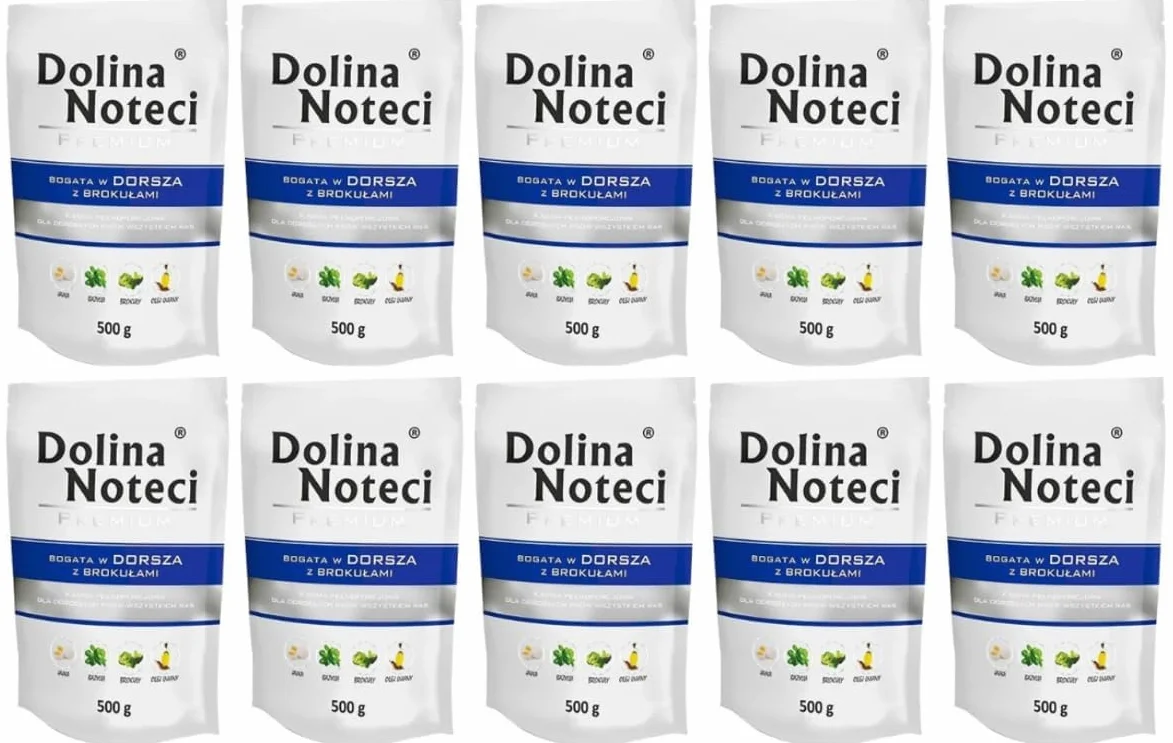 Dolina Noteci Mokra karma dla psa Premium z dorsza i brokułów 10 x 500 g