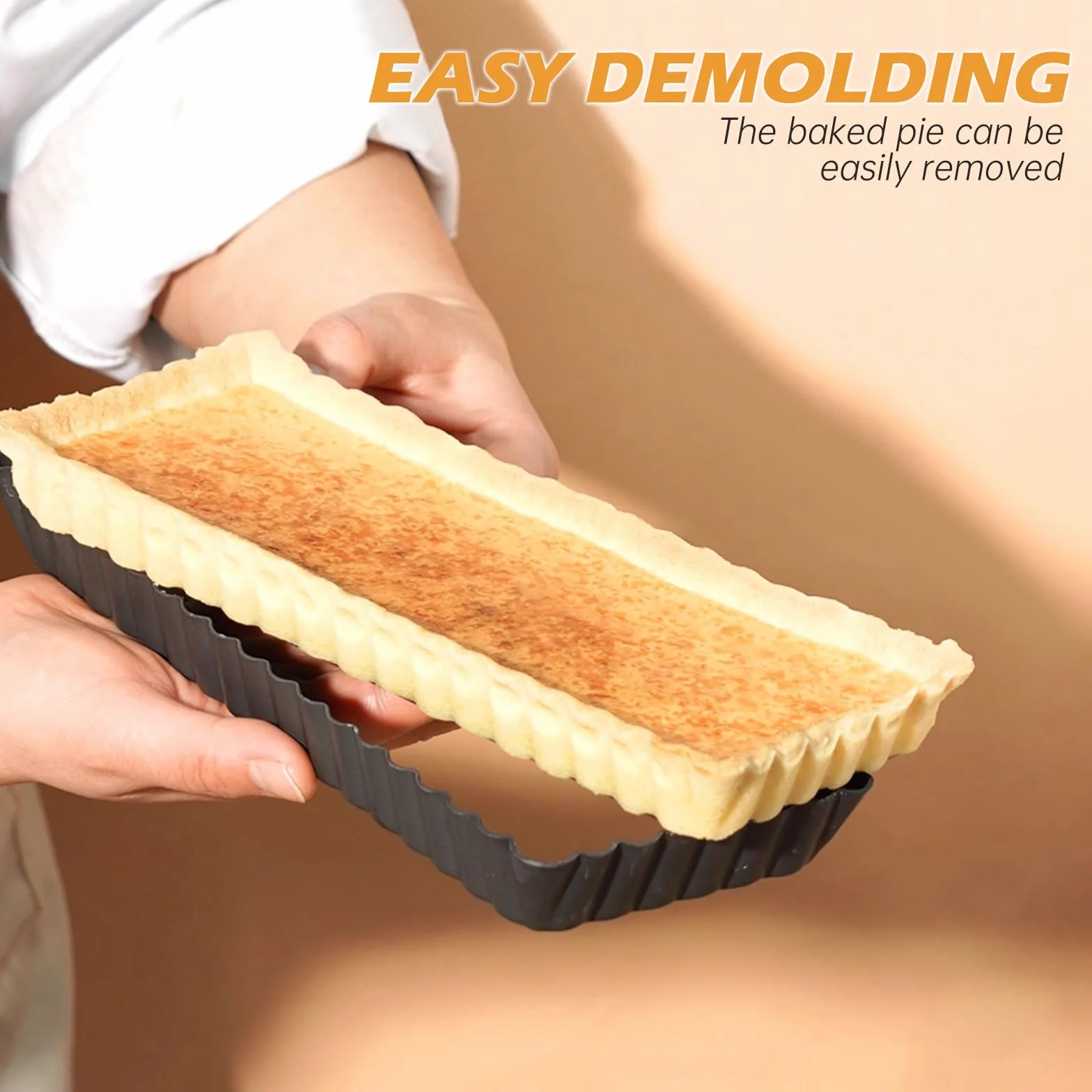 2 sztuki foremek do tarty z wyjmowanym dnem, powłoka zapobiegająca przywieraniu, forma do quiche 35 × 11 cm, prostokątna forma do tarty, forma do quiche z powłoką z falistym brzegiem do
