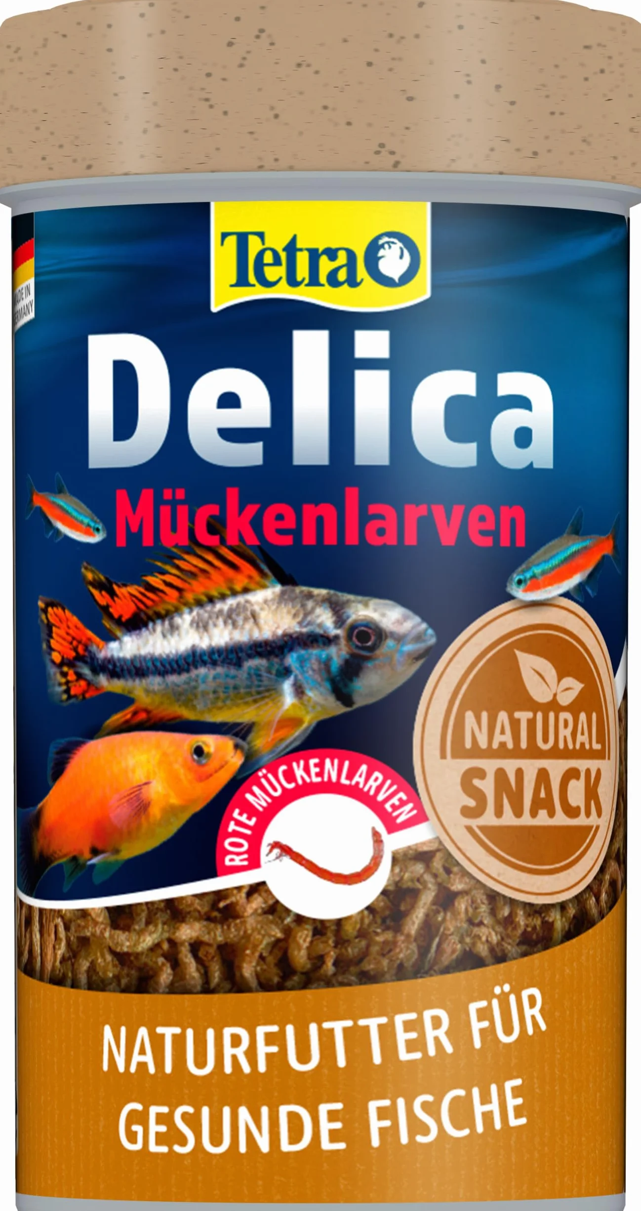 Tetra Delica Bloodworms, naturalna karma dla ryb ozdobnych, liofilizowane czerwone larwy komarów, puszka 100 ml