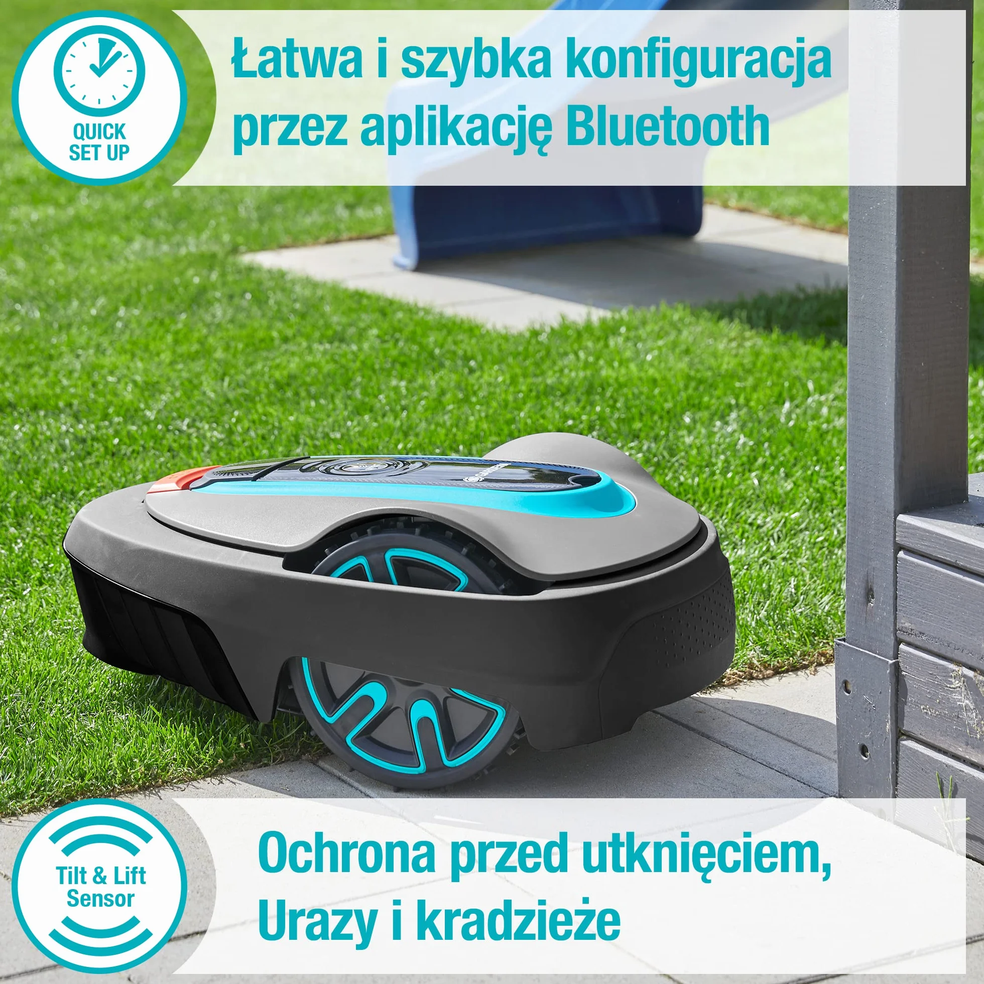 Gardena robot koszący SILENO city 600 m²: Robot koszący do 600 m², precyzyjne koszenie, ustawienia i konfiguracja w aplikacji Gardena Bluetooth, wersja PL (15010-32)