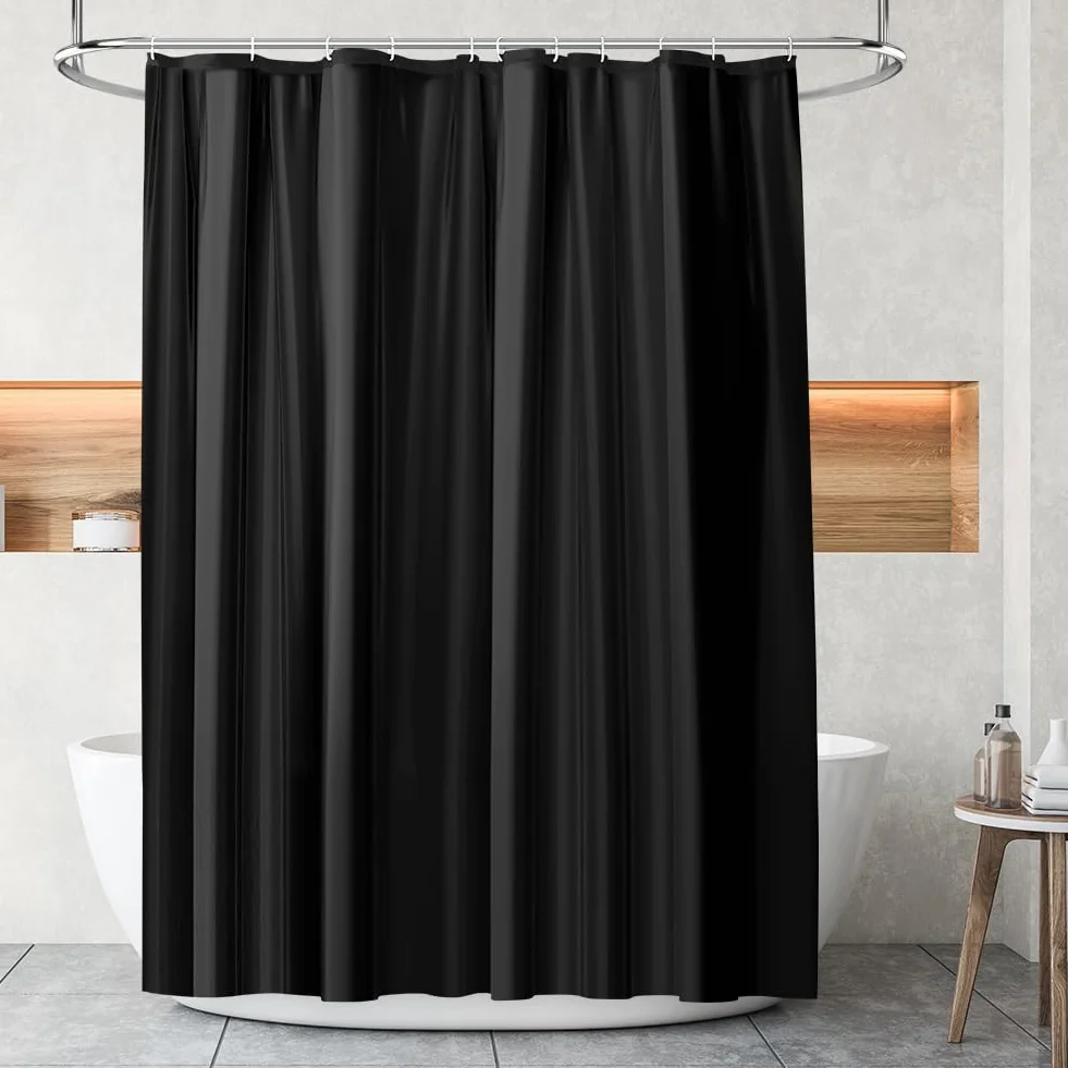 URAQT Zasłona prysznicowa 180 x 180 cm, odporna na pleśń PEVA, wodoodporna i nadająca się do prania, do łazienki, wanny, akademika, rodziny, hotelu (czarna)