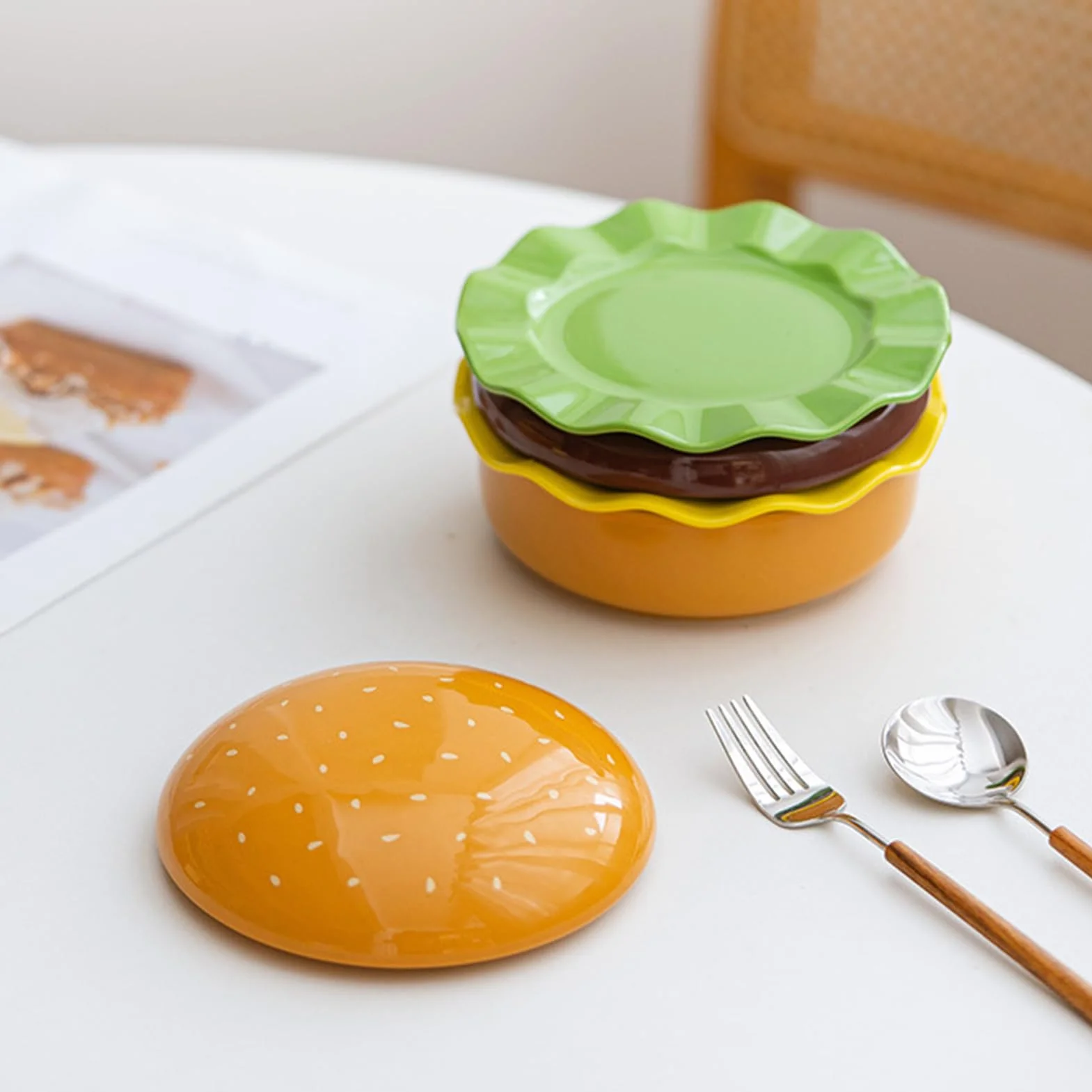 Zestaw talerzy do burgerów Ceramiczne naczynia do mikrofali | Zestaw talerzy obiadowych hamburgerowych Na przekąskę sushi deser posiłek do domu mieszkania na kemping piknik