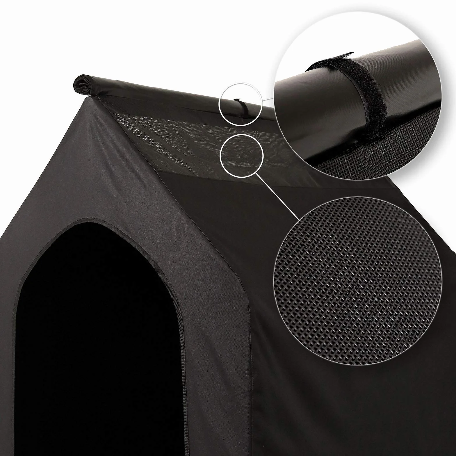 lionto Leżanka outdoor z dachem, 110x75x105 cm, wodoodporne i odporne na zadrapania Oxford, przewiewna siatka, podniesione łóżko dla psa do 60 kg, czarne