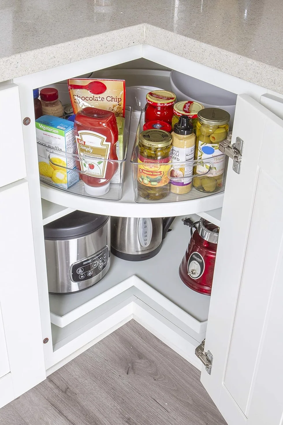 Kitchen Spaces KSCL2S6-AMZ Narożny organizer do spiżarni Lazy Susan, plastik, przezroczysty, 2 szt