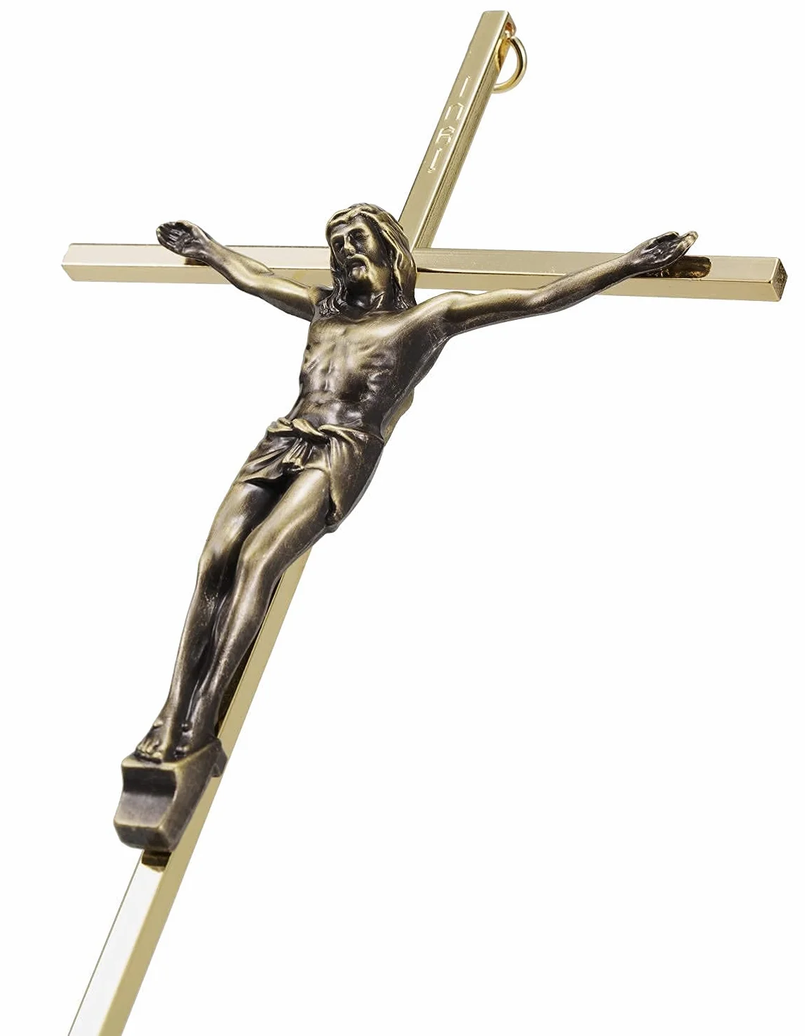 ACHIBANG Krzyż ścienny krzyż - metalowe smukłe katolickie krzyże dekoracja ścienna - 25 cm - błyszczące złoto