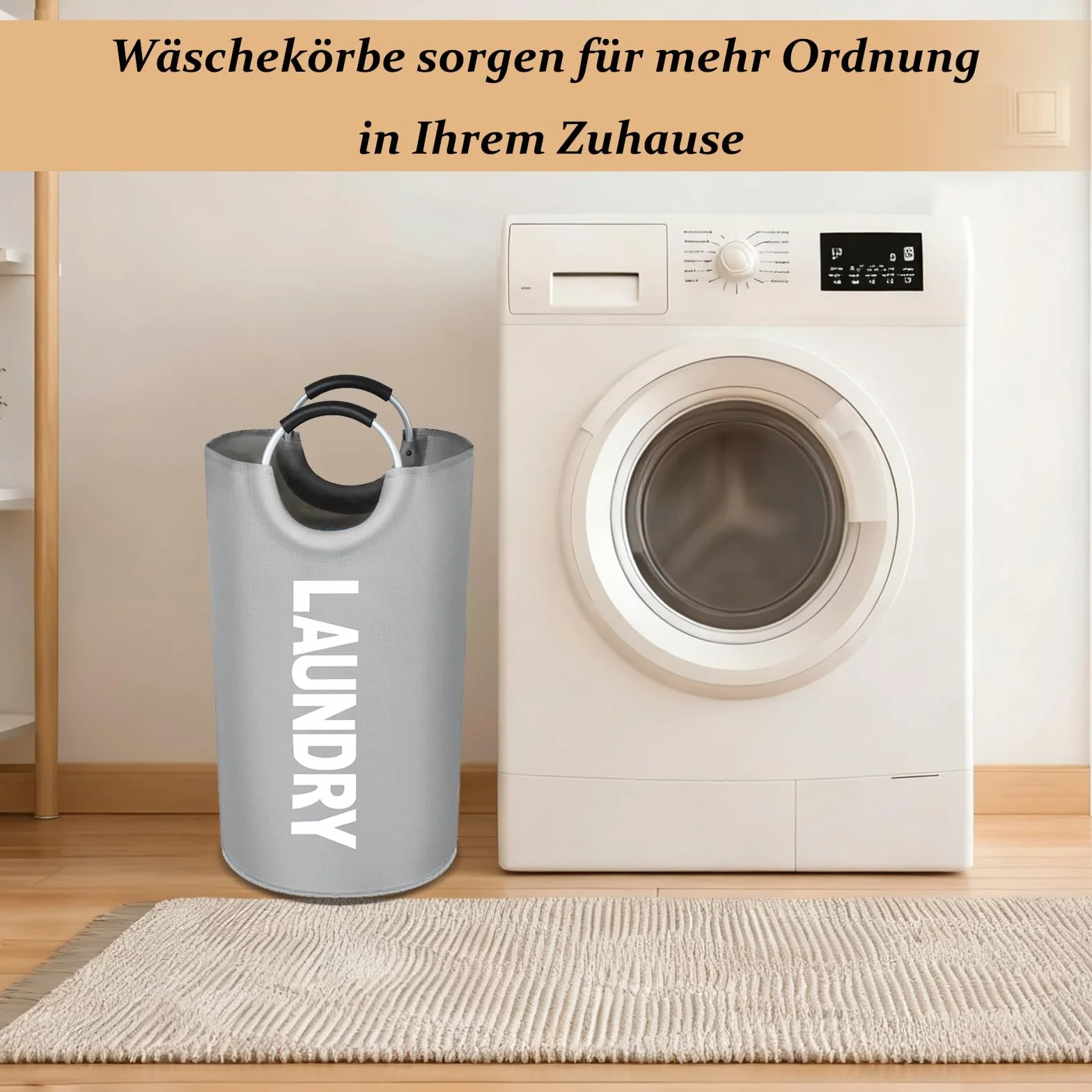 Laundry Baskets, składany worek na pranie, 115 l, z uchwytem, worek na pranie z tkaniny Oxford, przenośny, duży, składany kosz, do mieszkania, mieszkania i przyczepy kempingowej