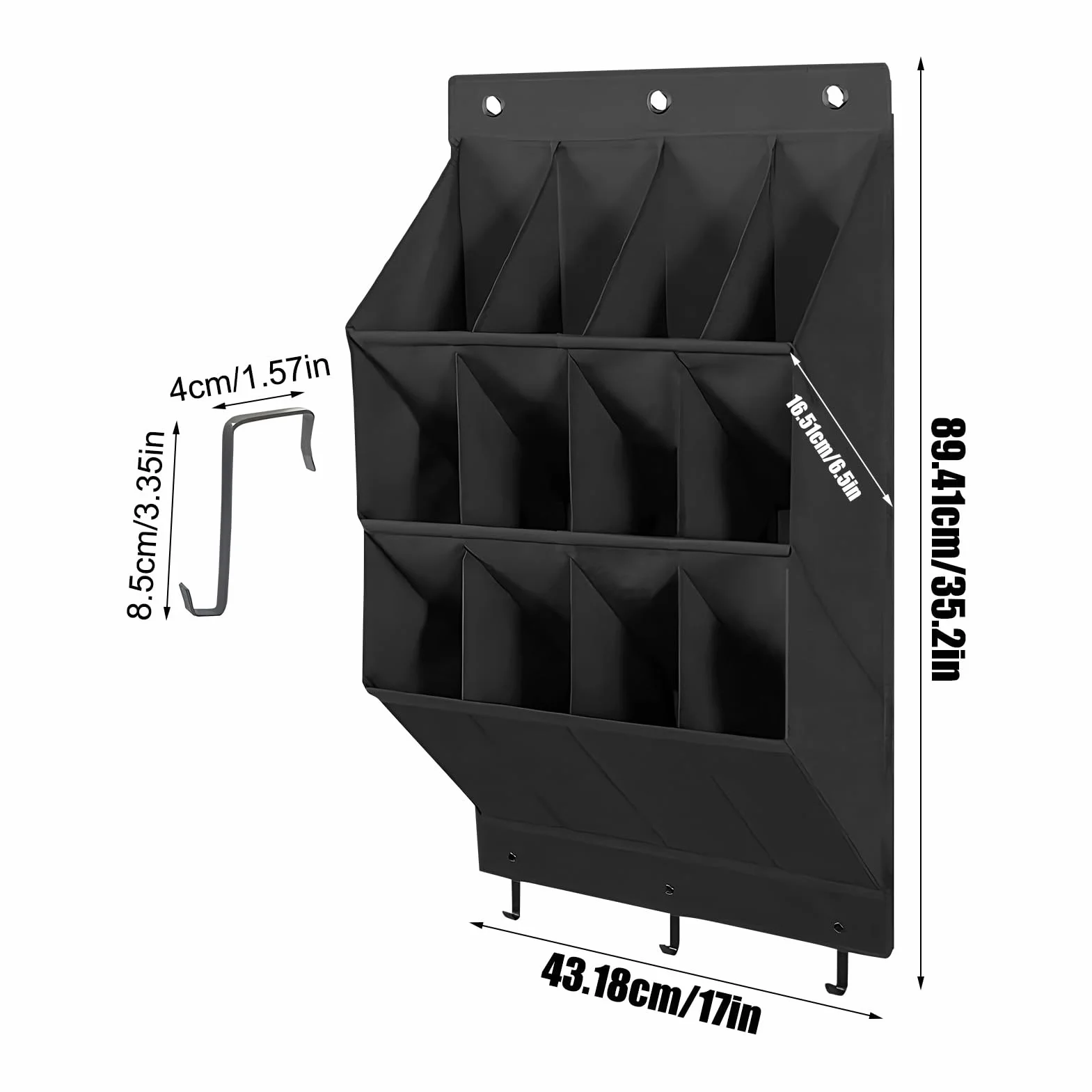 Hanging Shoe Storage, 12-Pocket Over Door Organizer, Closet Storage Rack with Reinforced Hooks, Multi-Purpose for Shoes Toys Accessories, Bedroom Dorm Apartment Office Nursery Garage Use