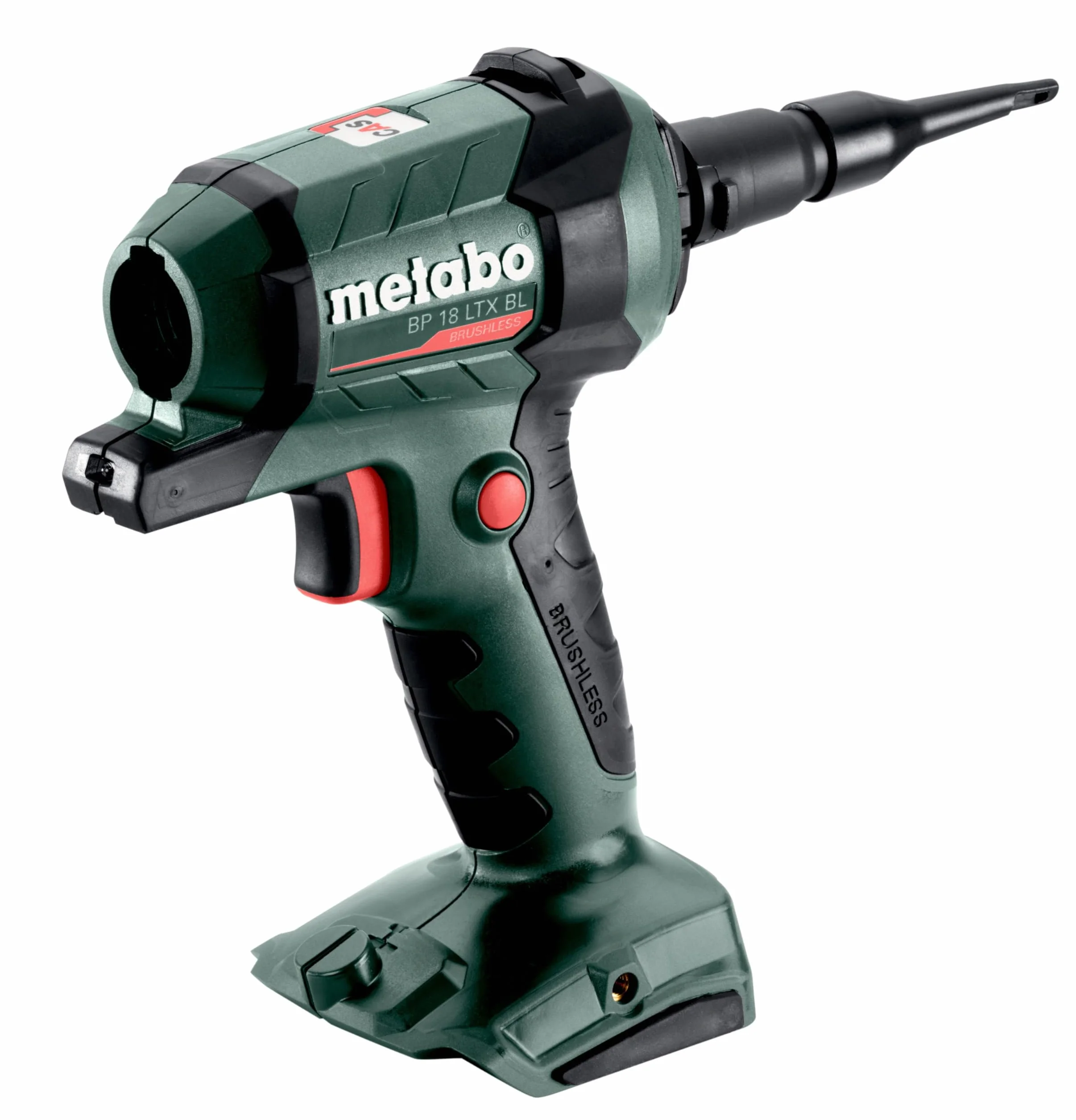 metabo Akumulatorowy pistolet do przedmuchu BP 18 LTX BL - 18 V, silnik bezszczotkowy, objętość powietrza 0,7 m³/min, prędkość powietrza 122 m/s, światło robocze LED, wszechstronne do czyszczenia