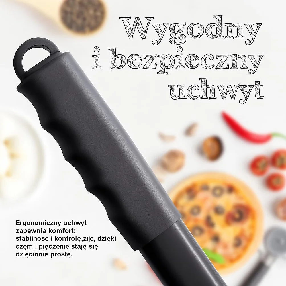 Pizza Lover Łopatka do pizzy premium perforowana łopatka do pizzy z twardego anodowanego aluminium z antypoślizgowym uchwytem 30 x 70 cm idealna do pieca do pizzy, grilla, kamienia do pizzy
