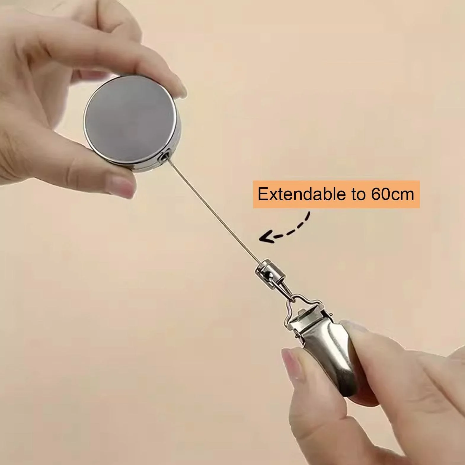 Klips do Ręczników Kuchennych,60 cm chowany sznurek metalowy antypoślizgowy wielofunkcyjny - Klips na ściereczkę kuchenną,Do Domu Sypialni Łazienki Trzymania Ubrań Skarpet Czapek