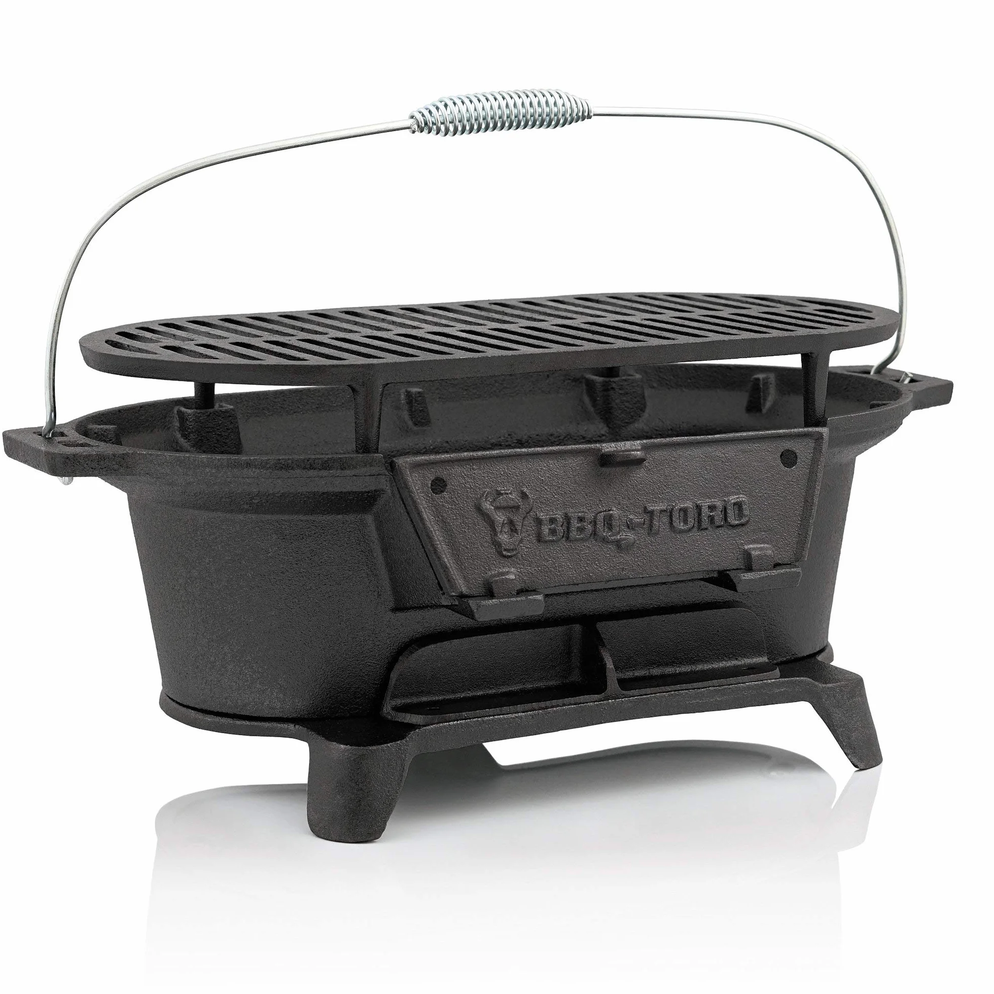 BBQ-Toro żeliwny garnek do grillowania z rusztem do grillowania, 50 x 25 x 23 cm, styl Hibachi, grill kempingowy