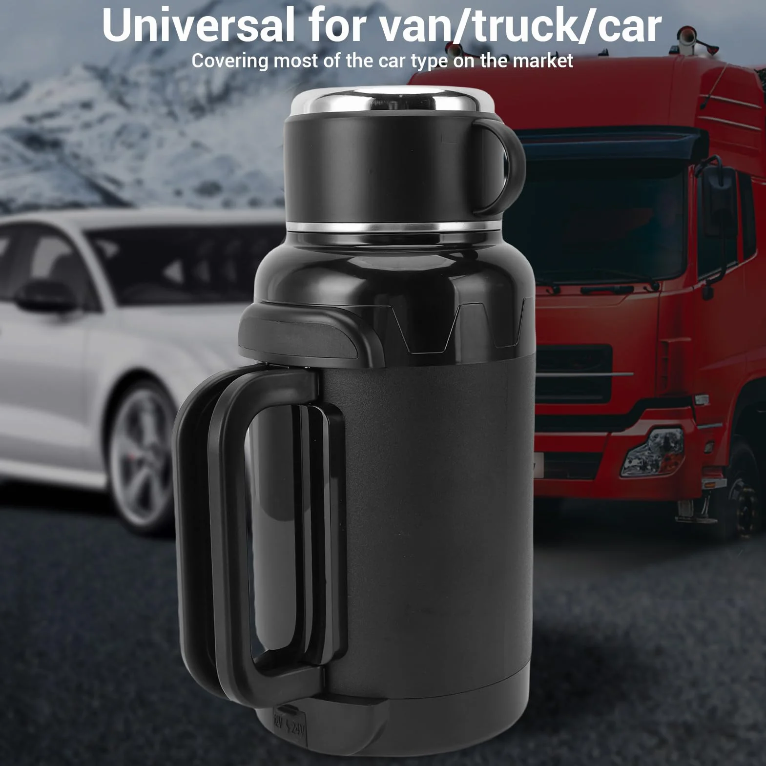 Yctze Czajnik Samochodowy 1500 Ml ze Stali Nierdzewnej 304 na Sucho z Czajnikiem Samochodowym, Przenośny Czajnik do Samochodu, Elektryczny 1500 Ml, Samochodowy ze Stali Nierdzewnej, Bojler, 304