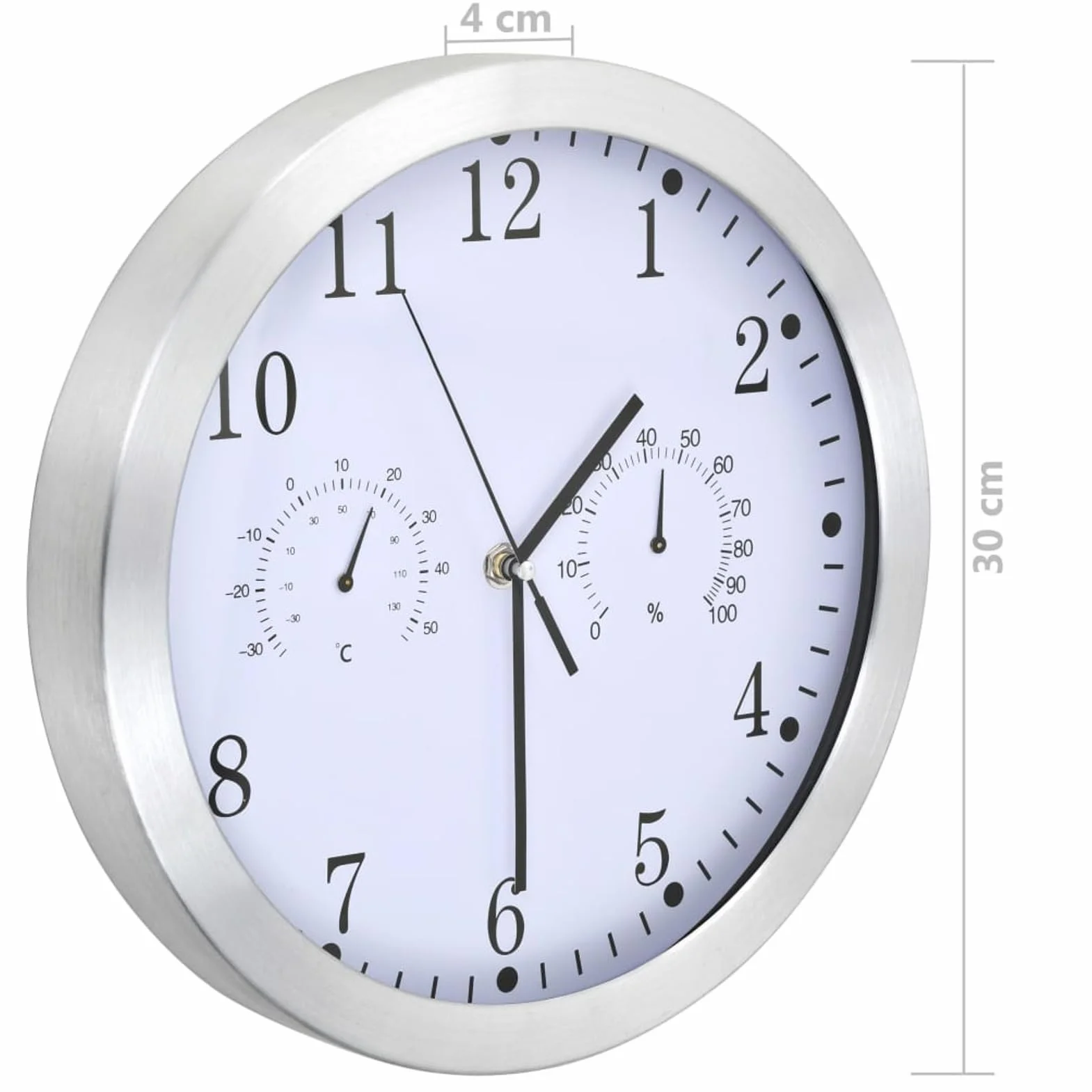 Homgoday Zegar ścienny kwarcowy higrometr termometr 30 cm biały, meble wewnętrzne/zewnętrzne