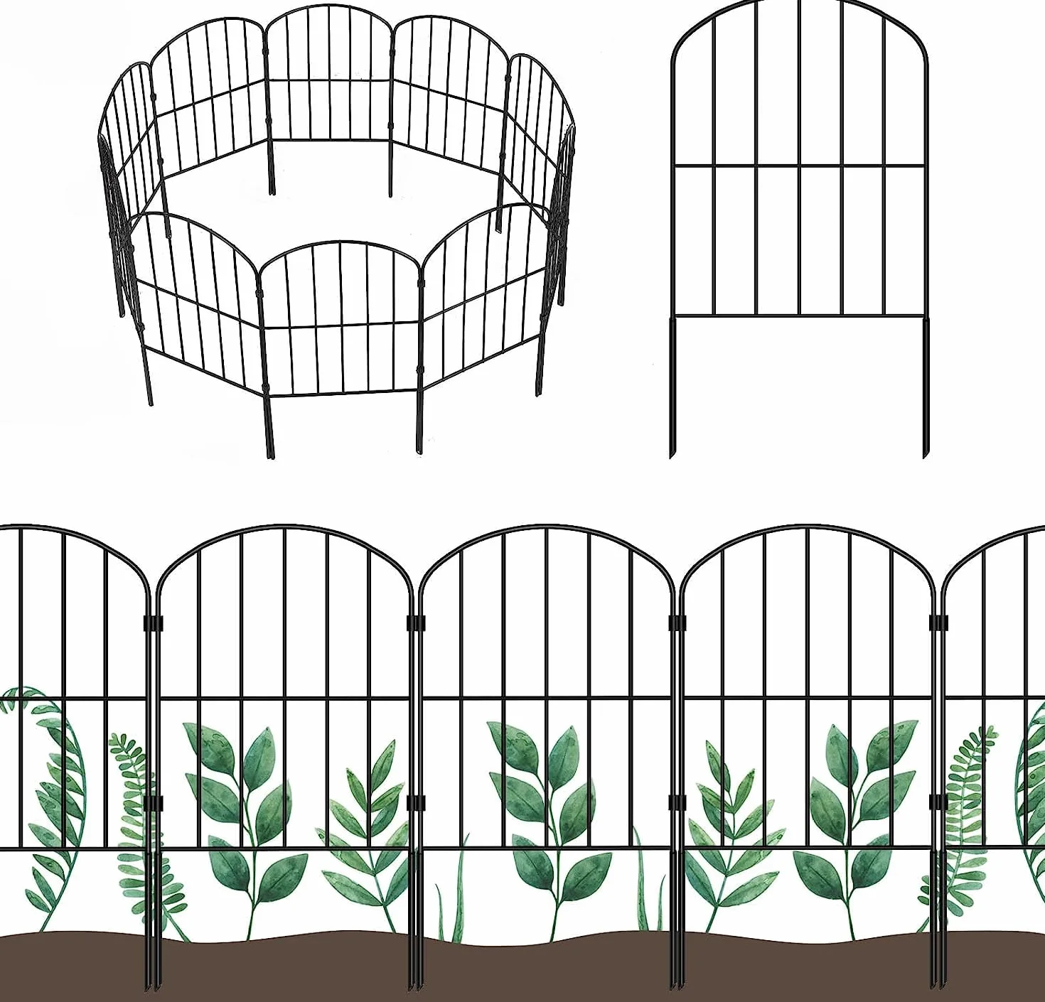 HEYOUTH 10 szt. Metalowe ogrodzenie ogrodowe, ogrodzenie stawu, ogrodzenie dla psa, ogrodzenie dla zwierząt domowych, do ogrodu podwórka (330 x 61 cm)