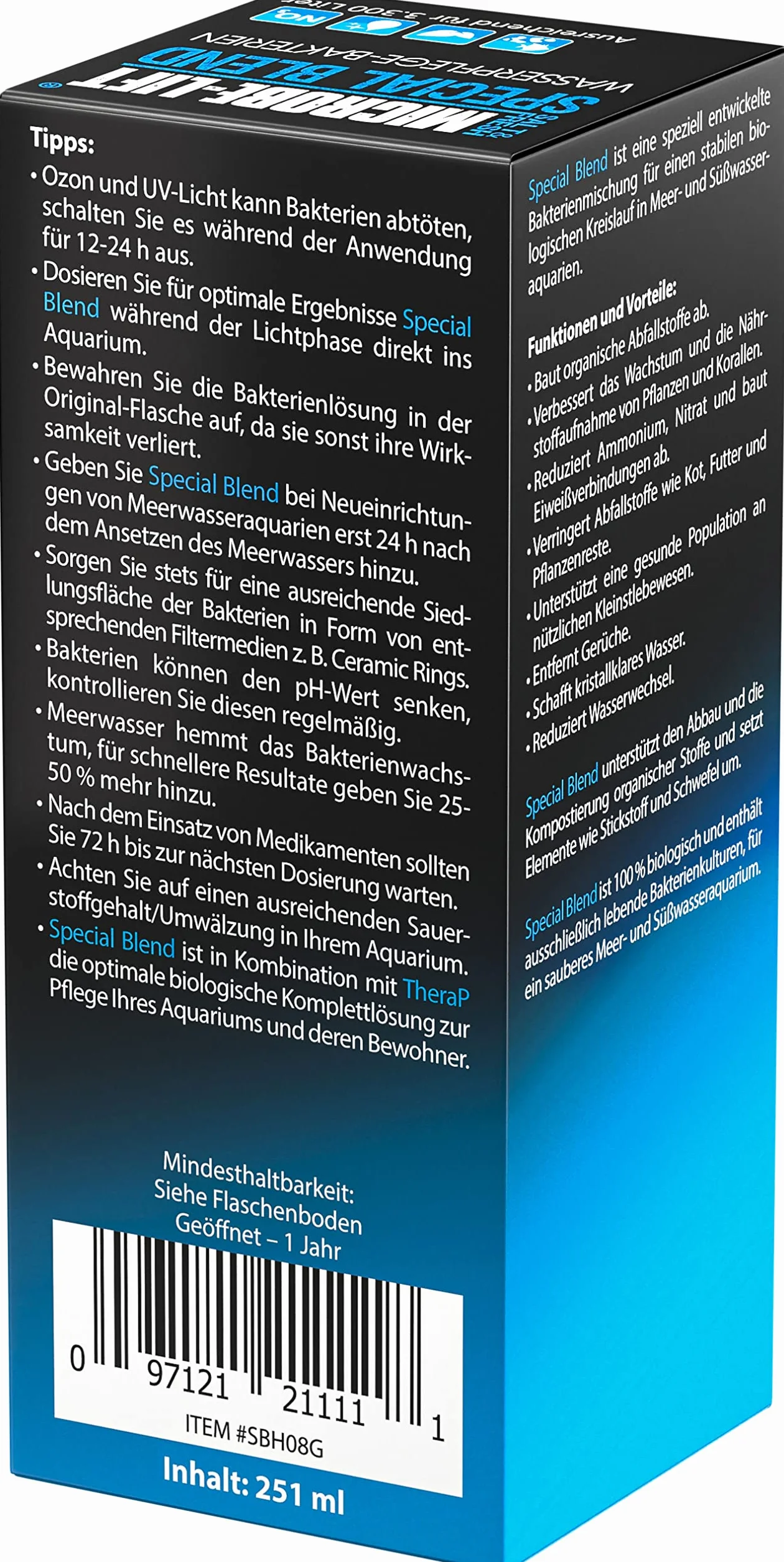MICROBE-LIFT Special Blend – wysoce aktywne bakterie do akwarium słodkiej i morskiej, 251 ml