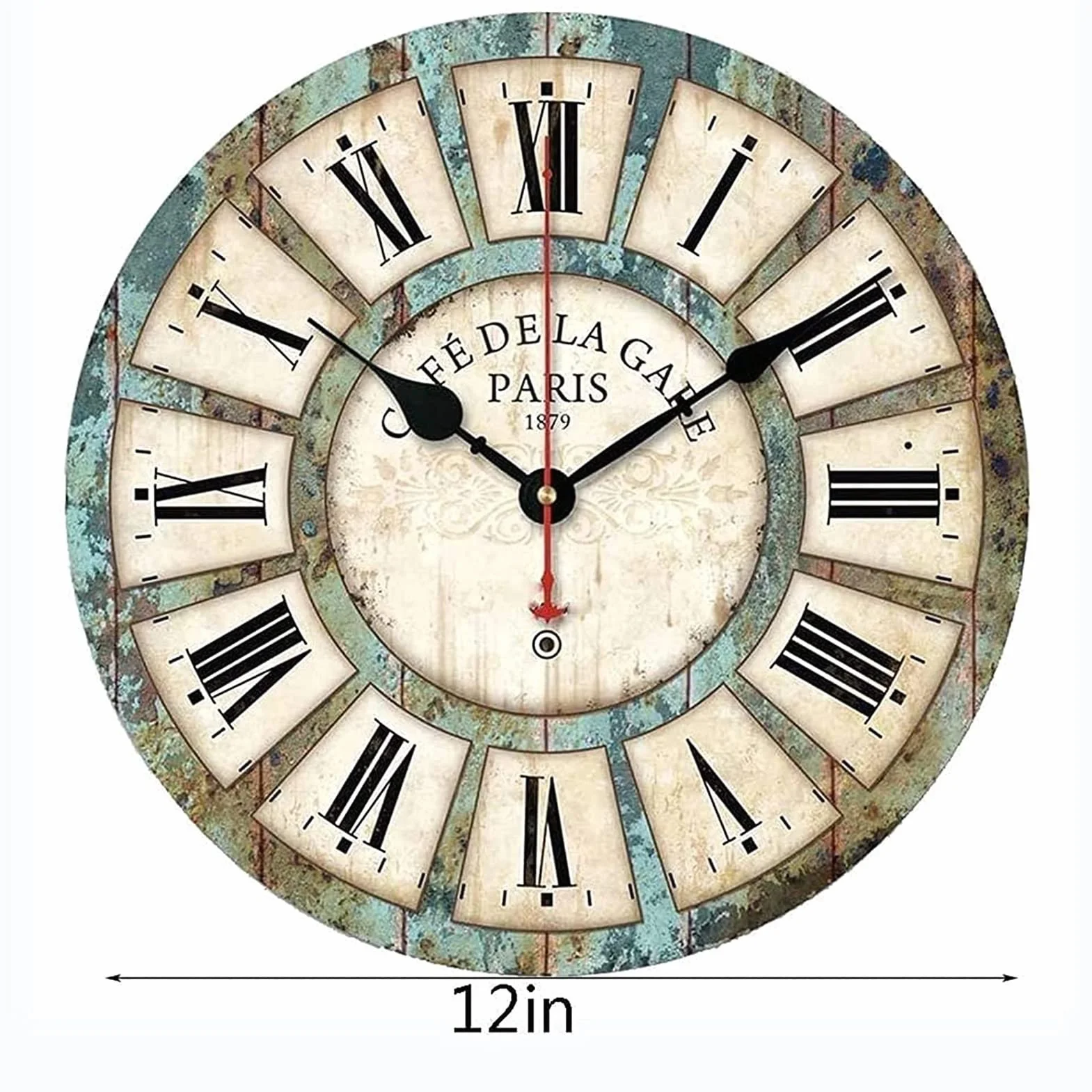 Zewnętrzny zegar ścienny 30 cm wodoodporny zegar ogrodowy z cyframi rzymskimi wyświetlacz retro styl shabby drewniany cichy zegar ścienny na patio dekoracja zegar ścienny (kolor: A)