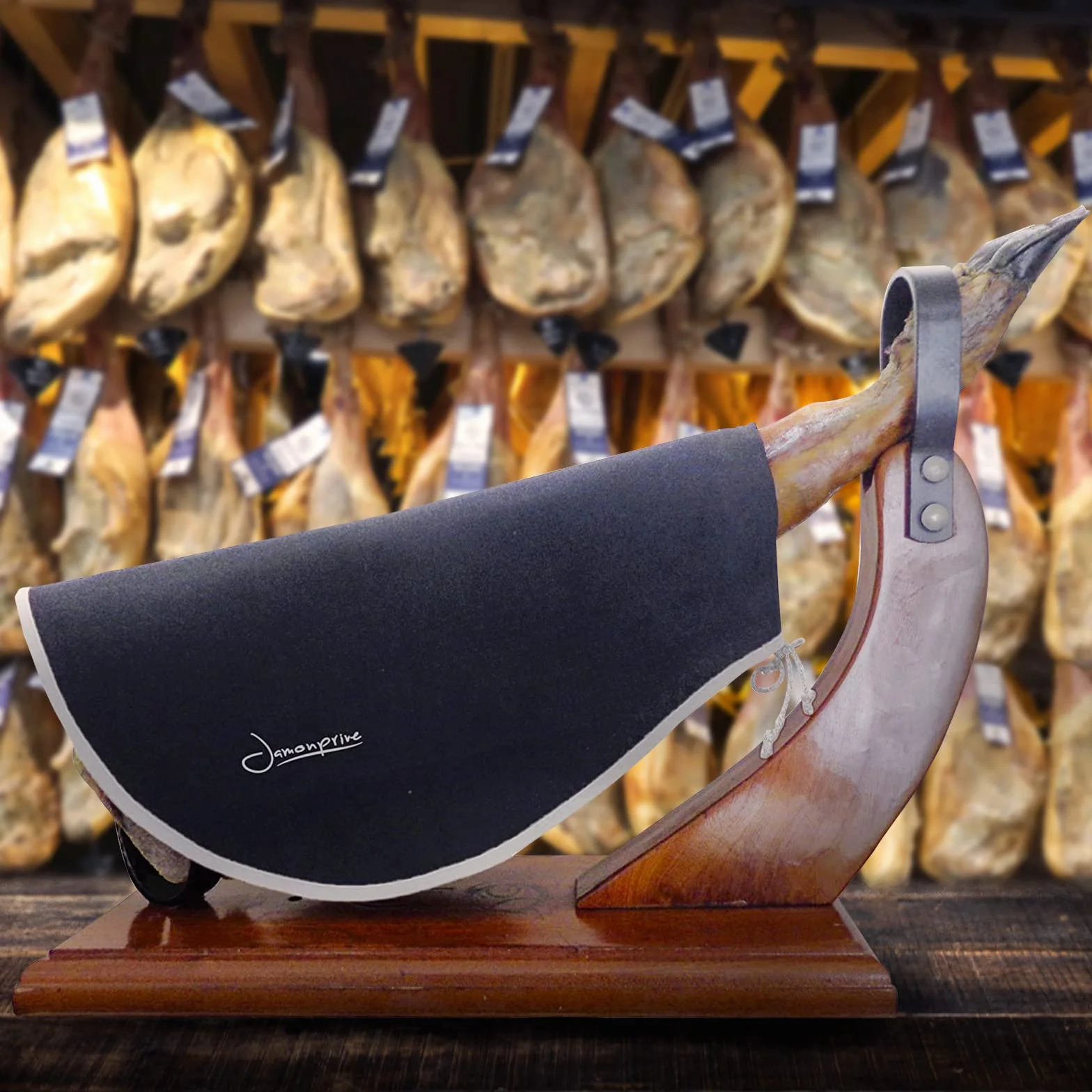 Osłona na Szynkę Czarna Jamonprive - Idealna do hiszpańskiej Szynki Serrano, iberyjskiej Szynki oraz Włoskiej Szynki Prosciutto - 80% Bawełna i 20% Włókno