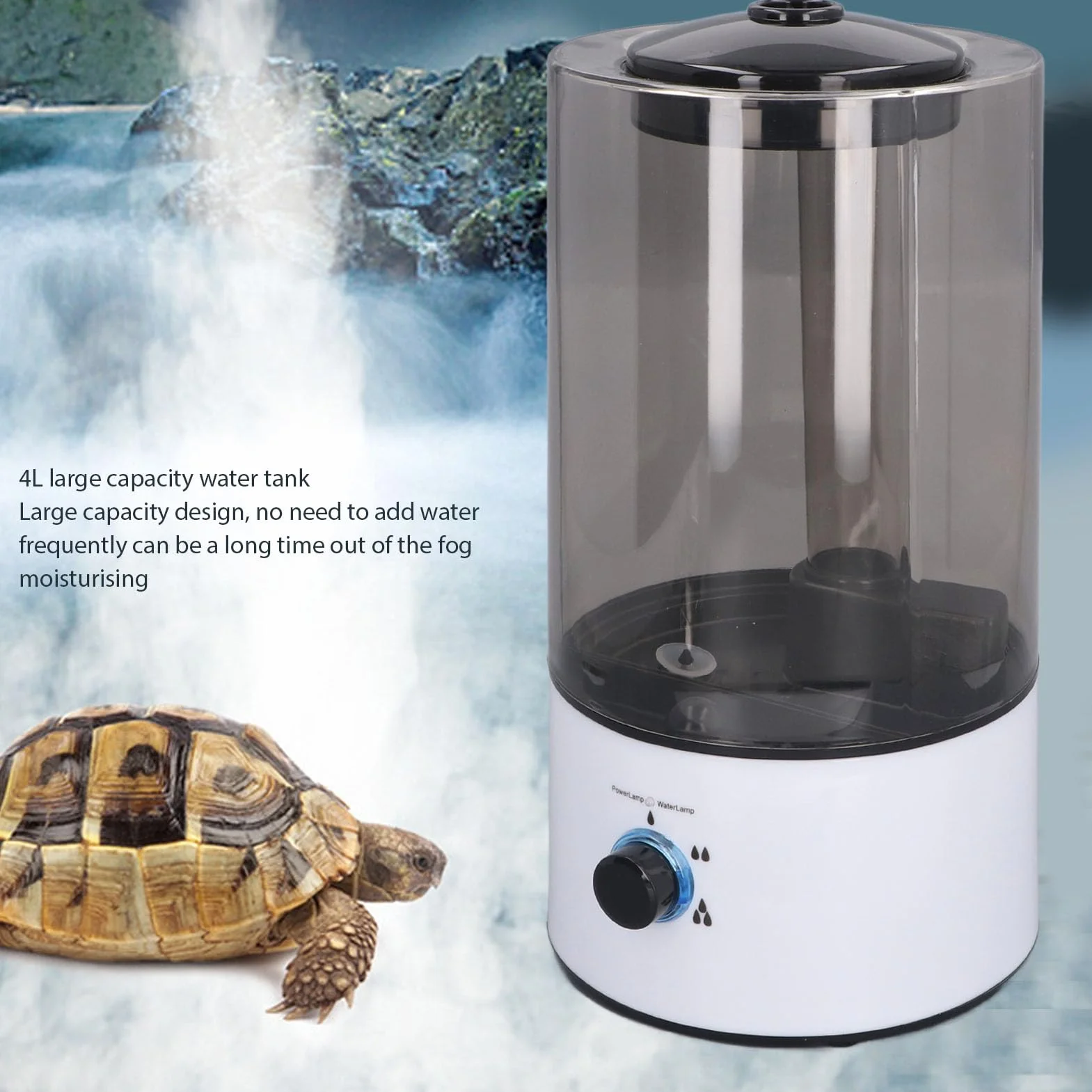 Terrarium Fogger Mister, Nawilżacz dla Gadów i Płazów z Zabezpieczeniem przed Brakiem Wody, System Zamgławiający do Terrarium, Wtyczka EU