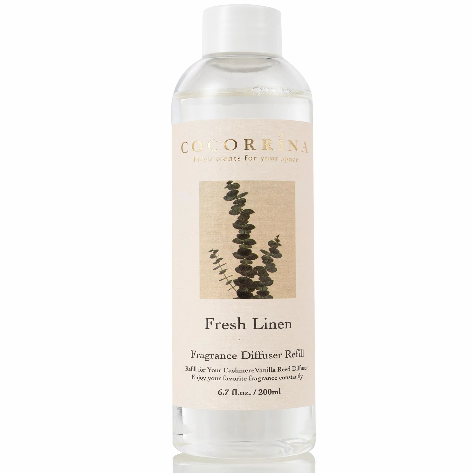 COCORRÍNA Wkład zapachowy do pomieszczeń, 200 ml, Fresh Linen, długotrwały zapach z naturalnymi olejkami eterycznymi, odświeżający i uspokajający zapach do pomieszczeń do salonu, sypialni i łazienki