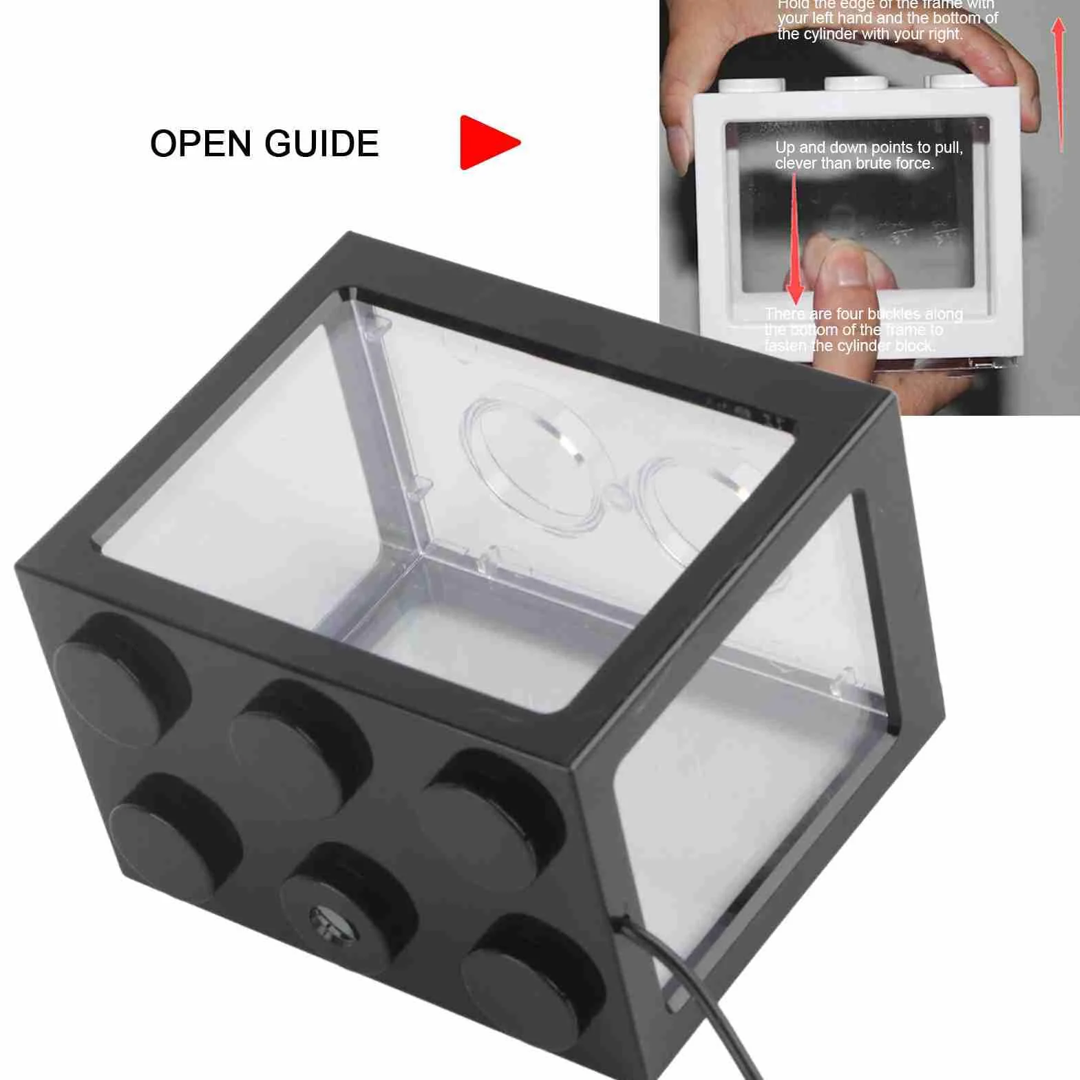 Qcwwy Akrylowe zestaw startowy do akwarium, mini szeregowe pojemnik z oświetleniem LED USB (czarna)