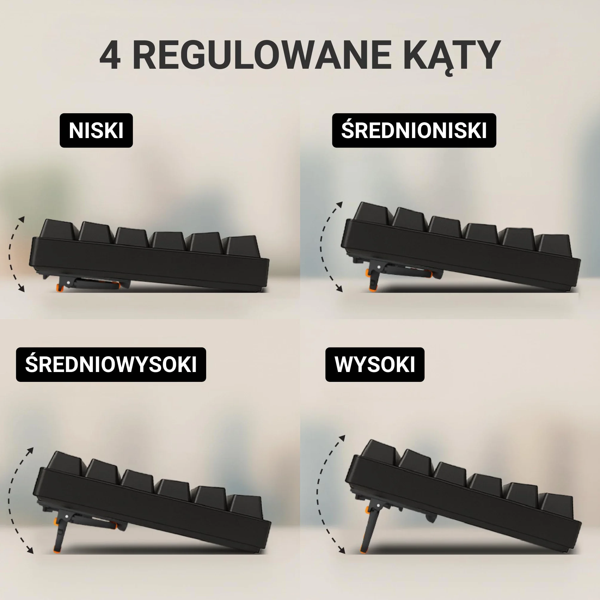 GPG2 ESC Flip PRO stojak na klawiaturę komputerową, regulowany, przechylany podnośnik do klawiatury do ergonomicznego pisania, minimalistyczny stojak do klawiatury z antypoślizgowymi nóżkami, wysuwany