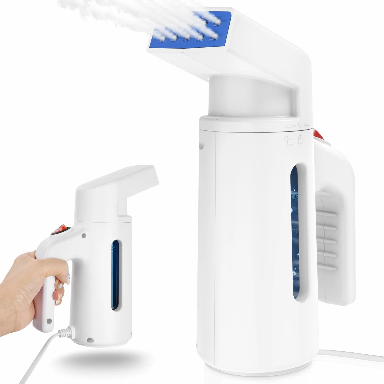 AUAUY Parownica do ubrań, 700 W 180 ml ręczne żelazko parowe, dwurzędowy pionowy parowiec, szybko nagrzewający się parowiec podróżny do ubrań do domu, podróżny