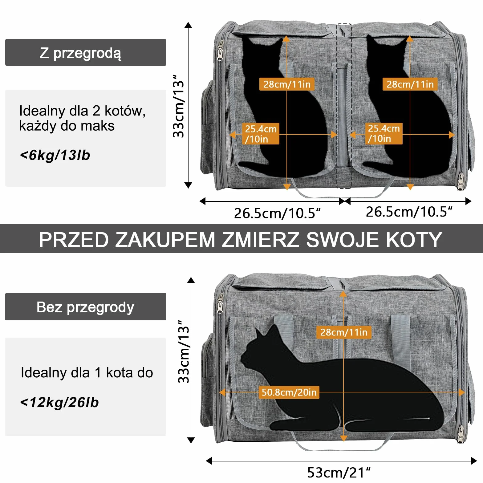 Transporter dla kota na Kółkach Torba Transportowa dla 2 koty