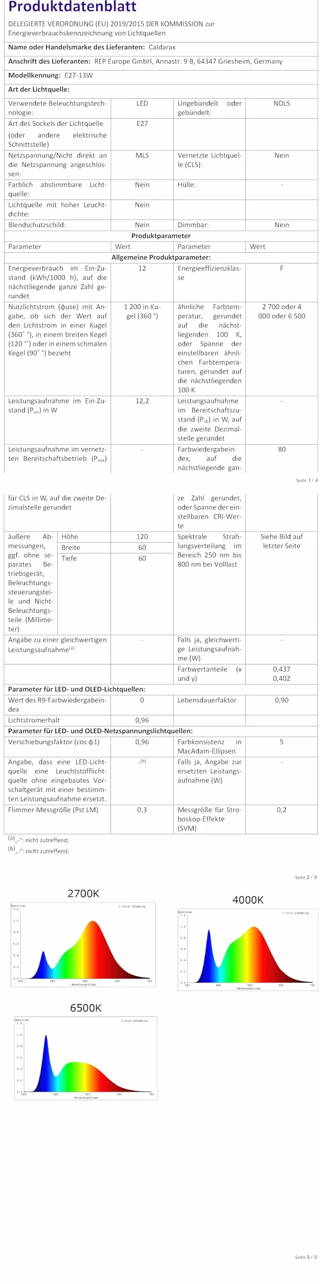 Caldarax UVA UVB żarówka 10,0 E27 13W kompaktowa do gadów pustynnych