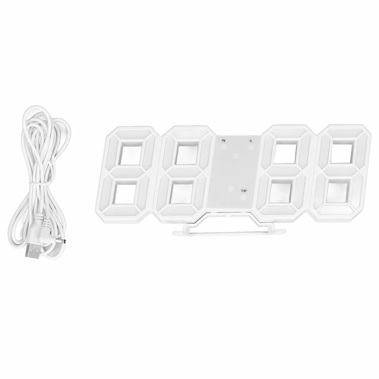 BuyWeek Zegar ścienny LED 3D, biała ramka, cyfrowy budzik, nowoczesny zegar ścienny z temperaturą, do dekoracji domu, salonu, zielony