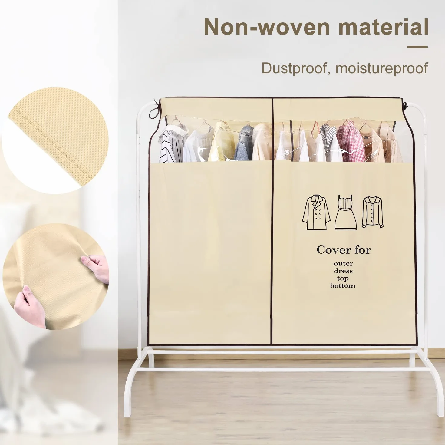 OTraki Pokrowce na ubrania długie 120 x 150 cm (47 x 59 cali) na ubrania pyłoszczelne oddychające ochraniacz na garnitur z przezroczystym oknem osłona na wieszak na ubrania 1,2 m na płaszcz długie