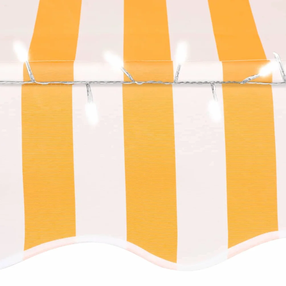 vidaXL Ręcznie zwijana markiza z LED, 350 cm, biało-pomarańczowa