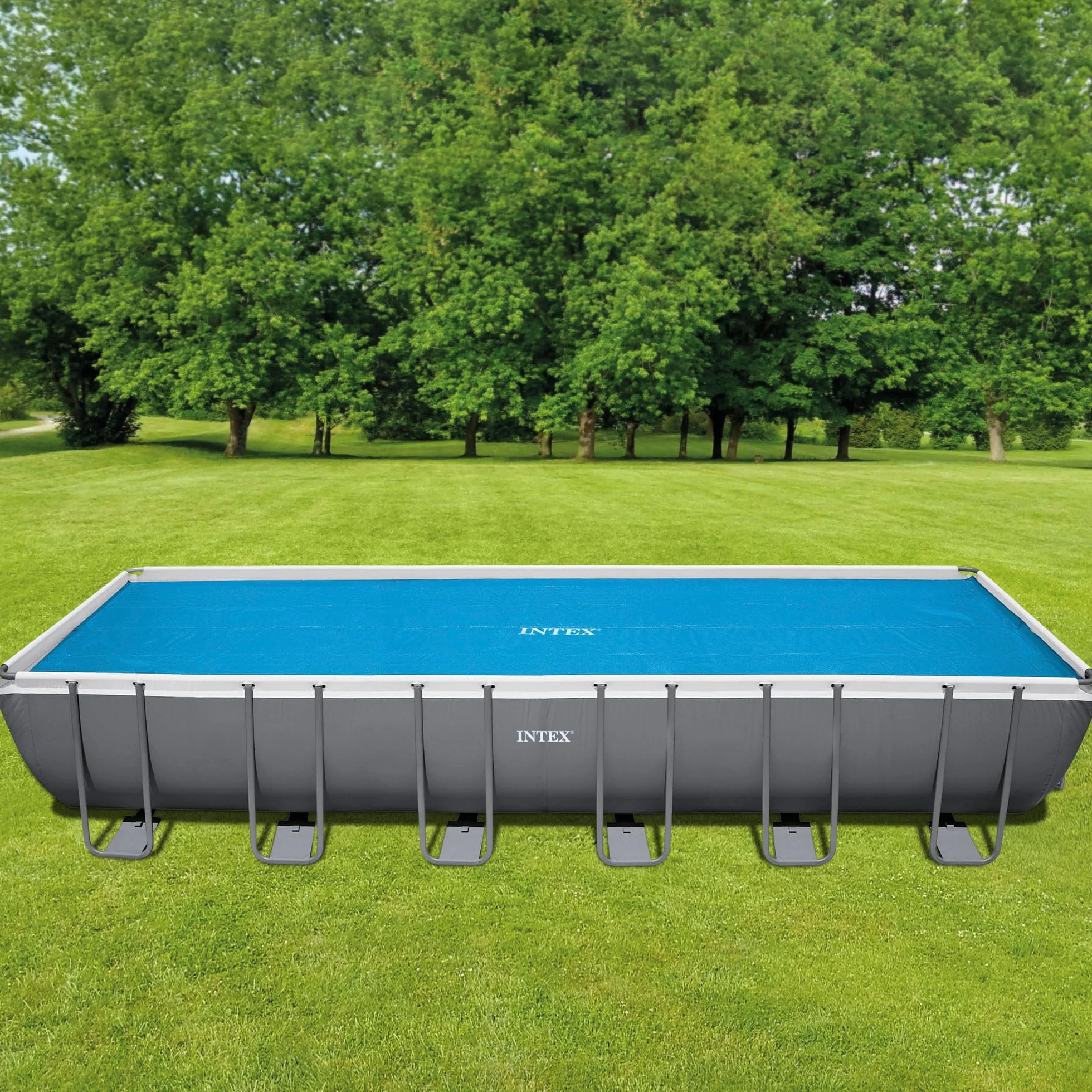 Intex Plandeka solarna do Ultra Frame prostokątna 732 x 366 cm, grubość 160 mikronów, wielkość produkcji: 716 x 346 cm, 28017 niebieska