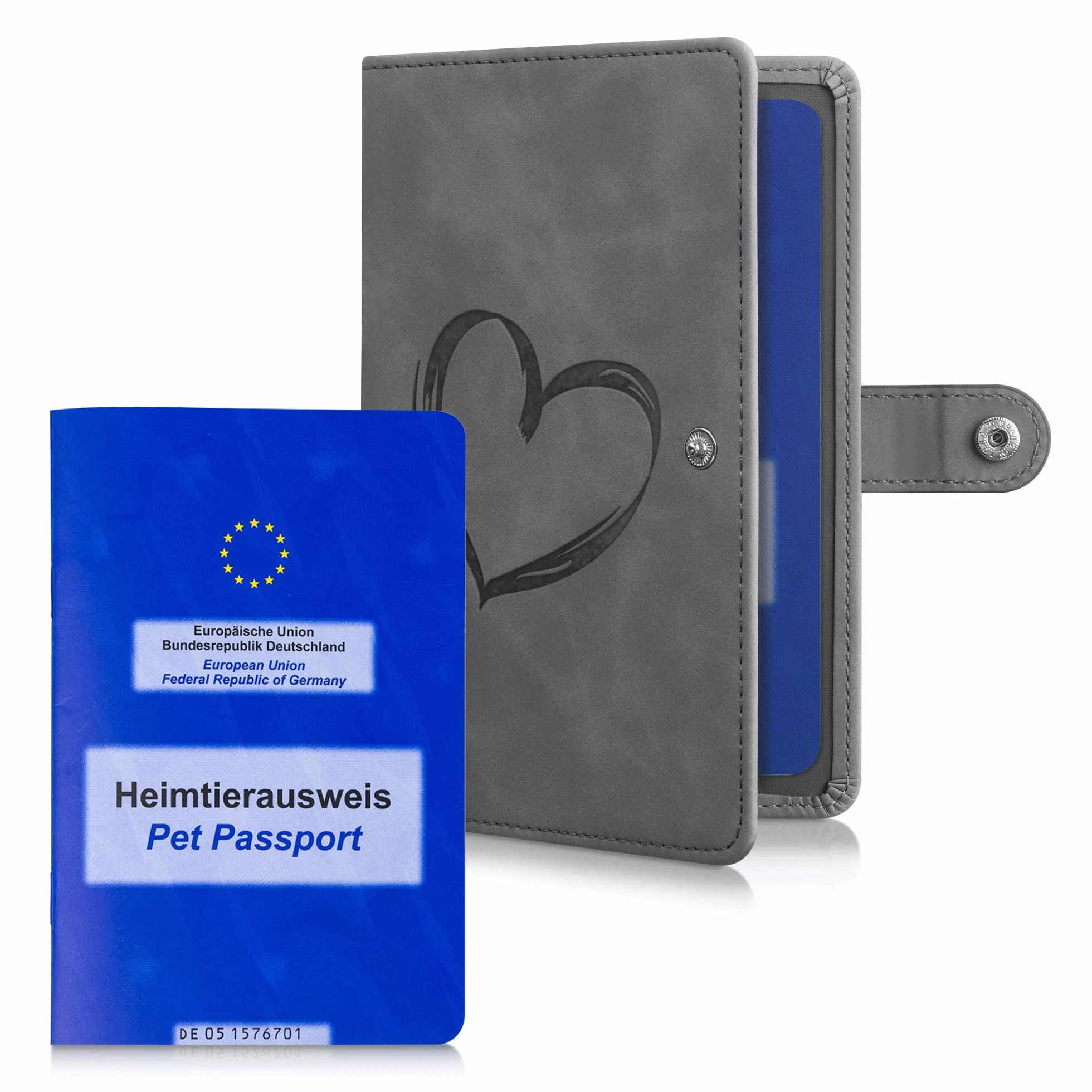 kwmobile Etui na paszport szczepień dla zwierząt - etui ochronne na legitymację zwierząt domowych - legitymacja szczepień zwierząt domowych okładka ze sztucznej skóry - szczotka w kształcie, Szczotka