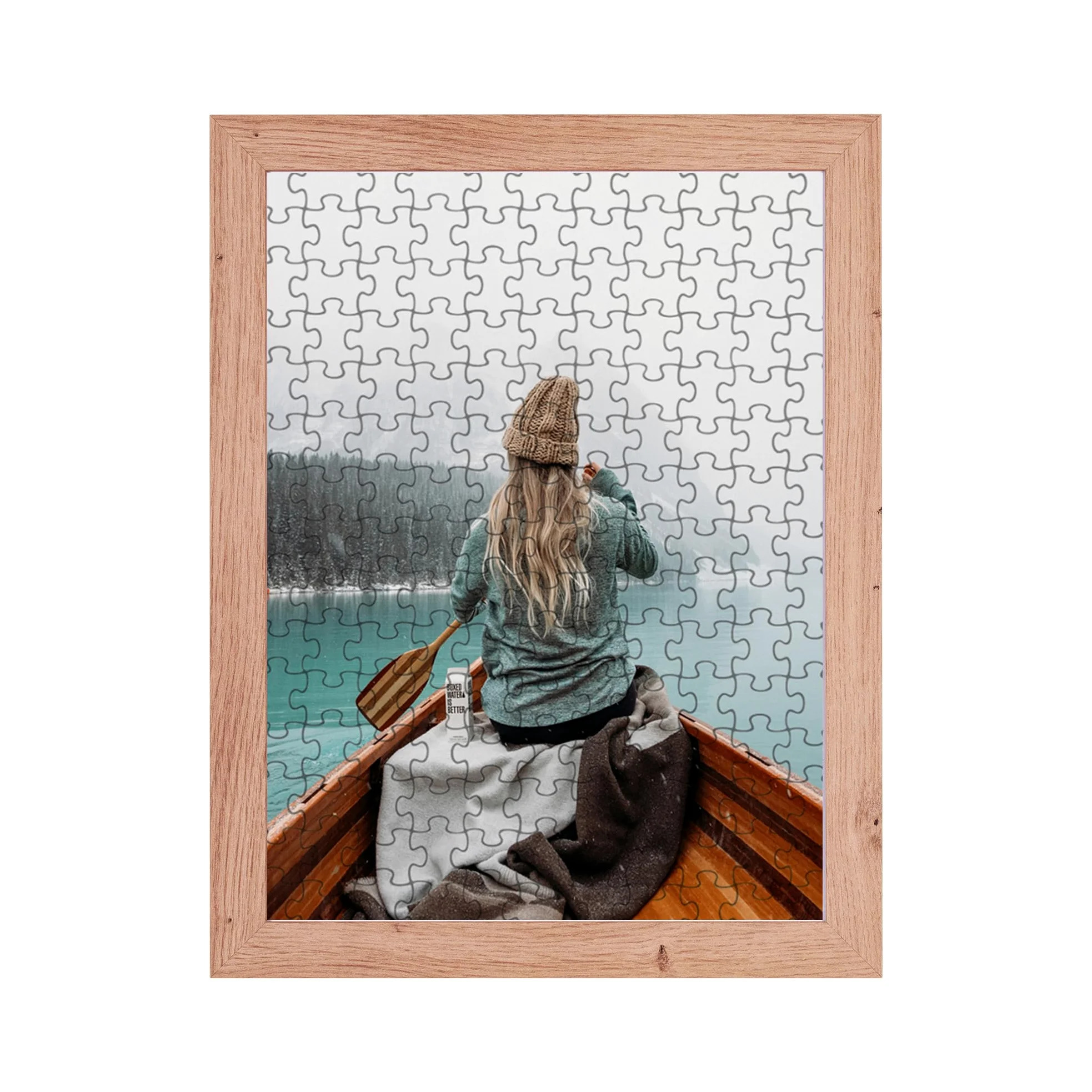 Milano ramka do puzzli ok. 500-1000 elementów 48 x 68 cm 68 x 48 cm dąb naturalny ze szkłem akrylowym