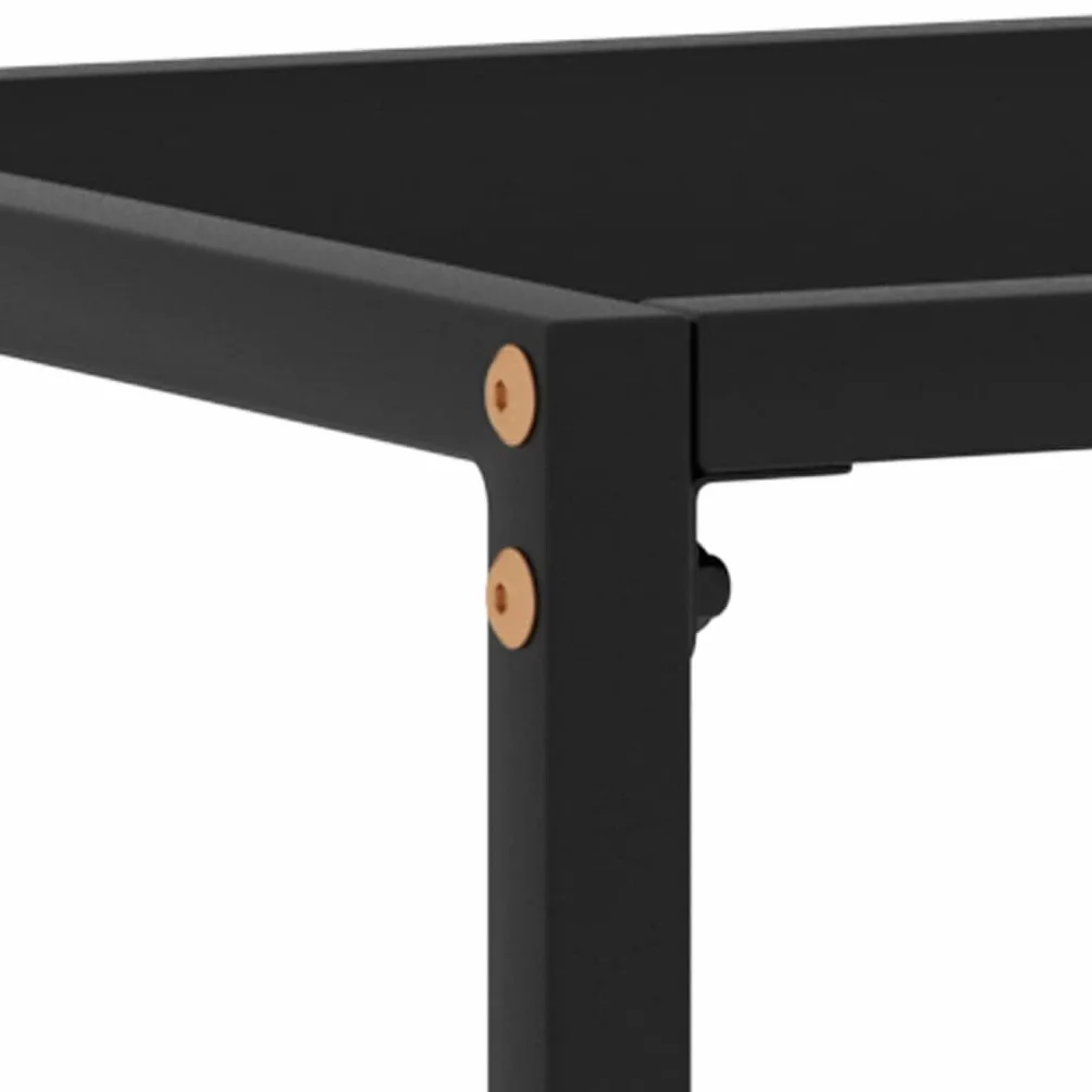 Générique Konsola stołowa czarna 80 x 35 x 75 cm szkło hartowane | Stal malowana proszkowo, wytrzymała i stabilna, łatwa do czyszczenia, stolik boczny do salonu